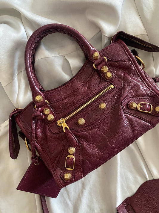 Balenciaga mini city violet prune f/w 2016