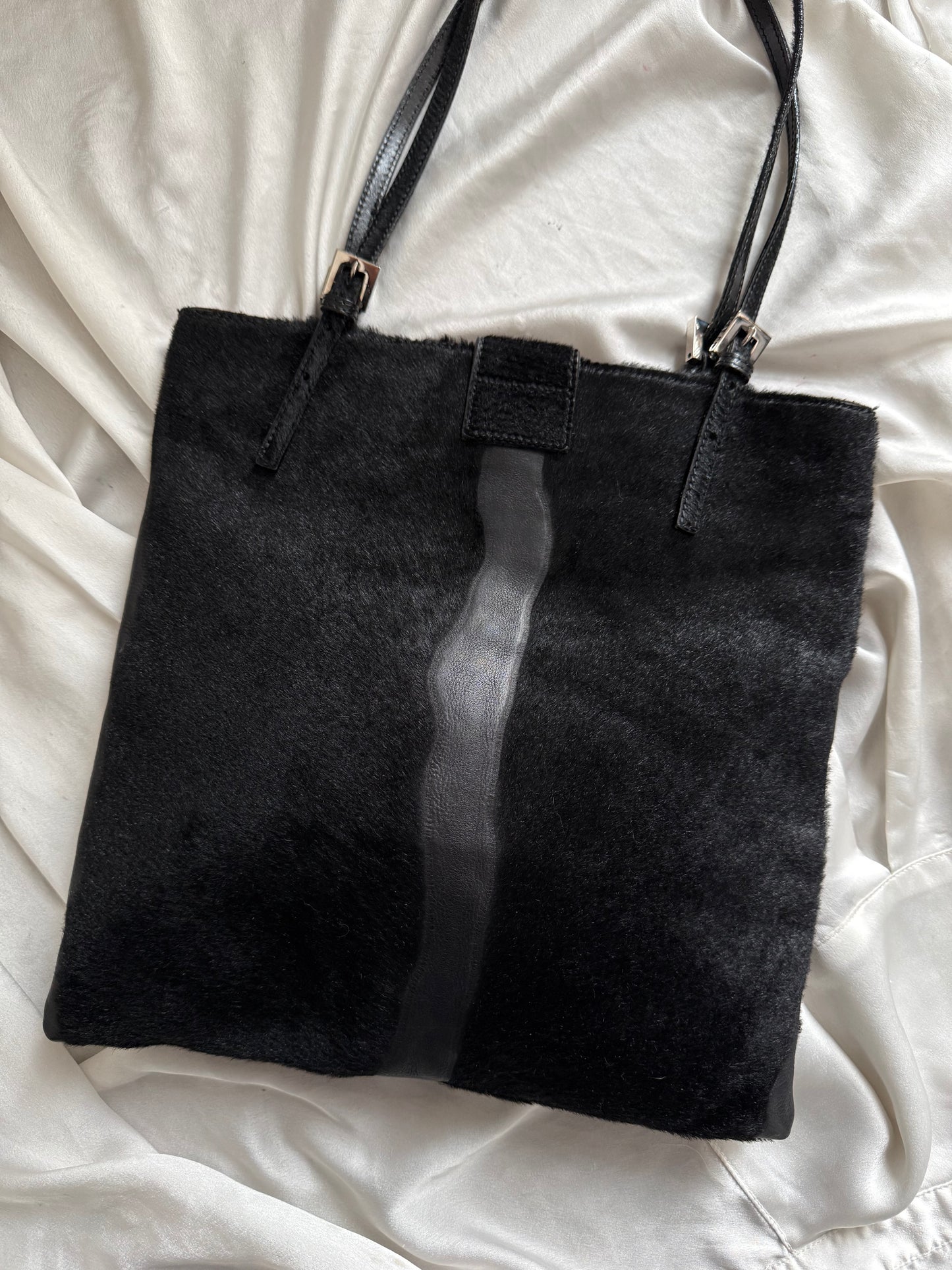 Fendi tote patchwork in vitello e cavallino