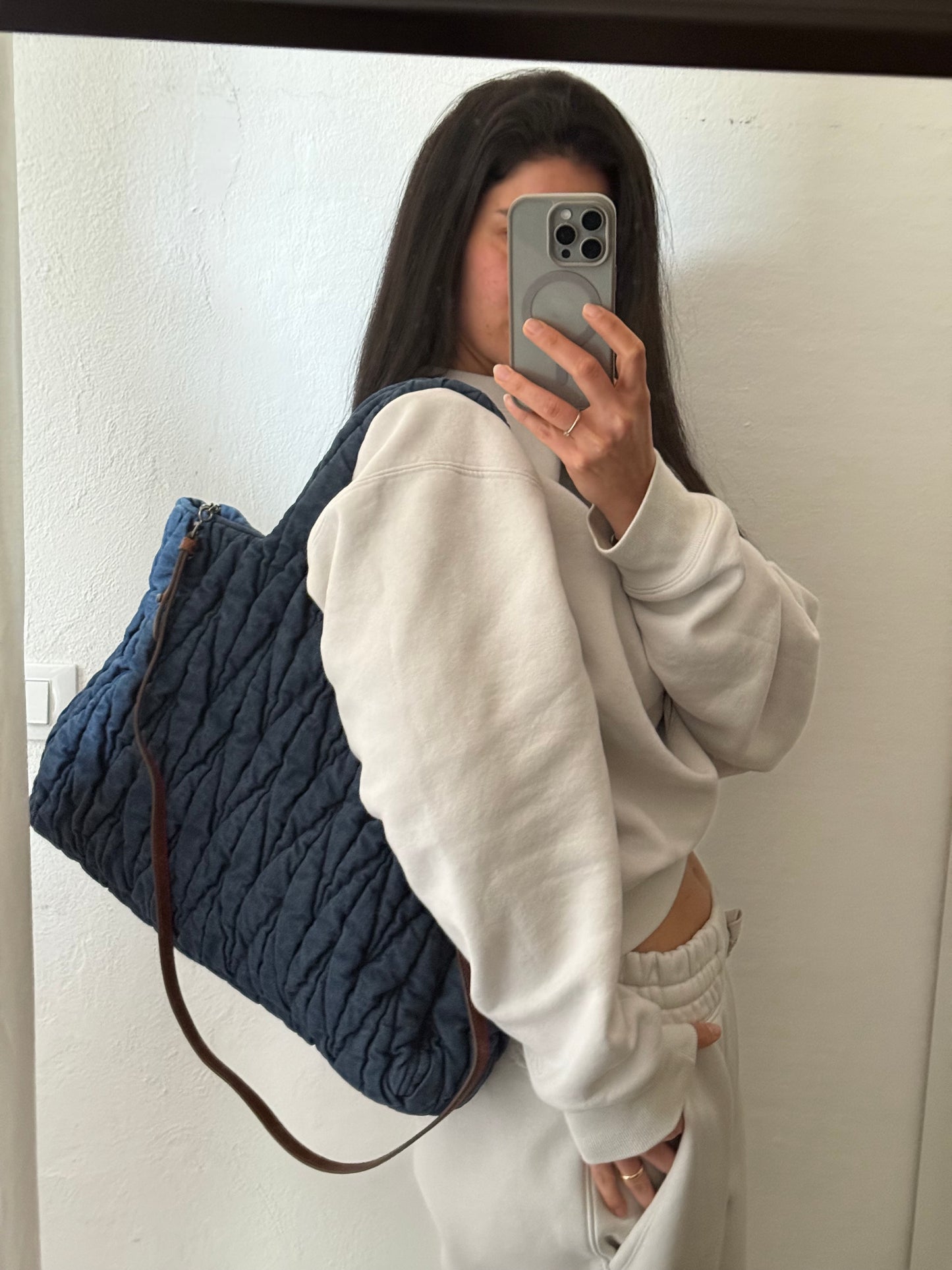Miu Miu denim shopping tote