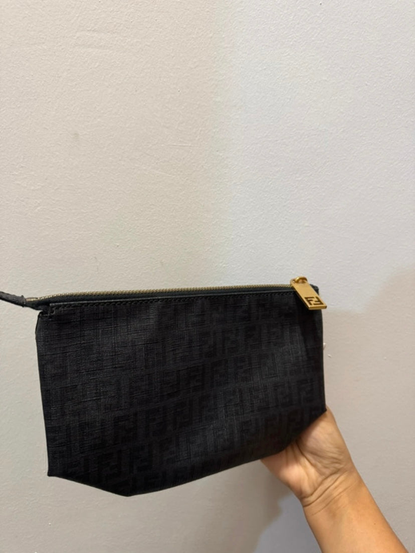 Fendi black zucchini clutch bag