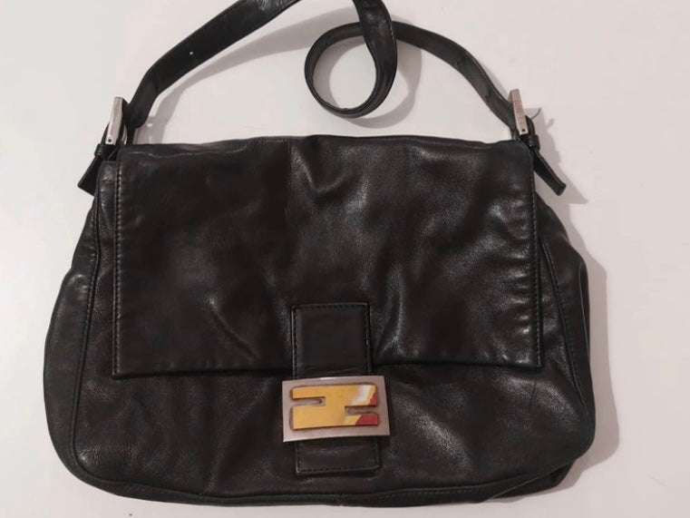 Fendi mom black leather red interior