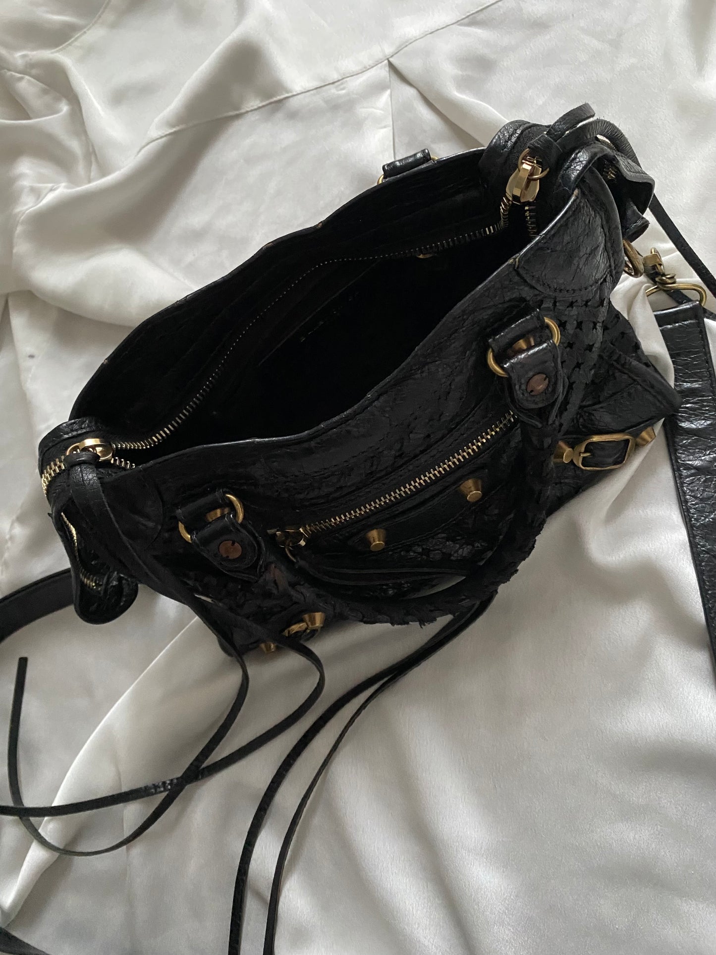 Balenciaga mini city stadium laser cut cross