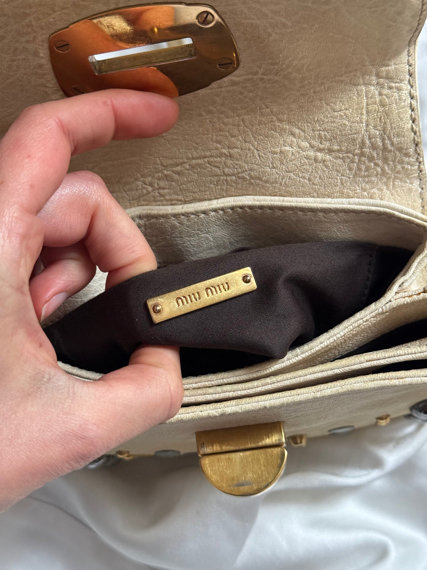 Miu Miu studded crossbody beige