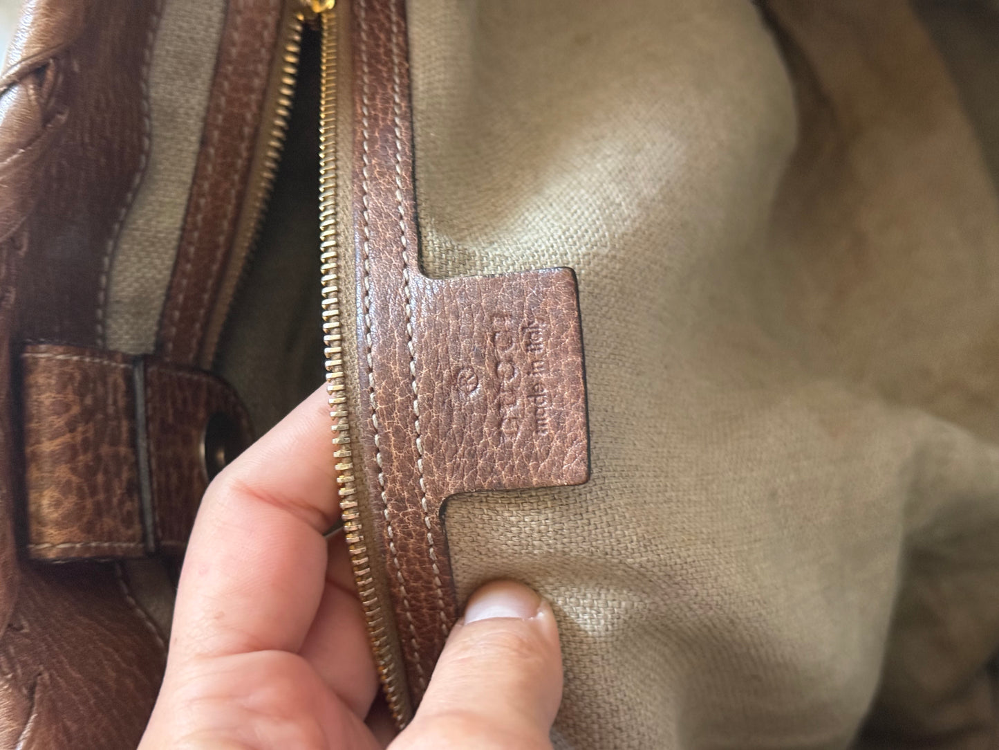 Gucci tassel tote bamboo brown