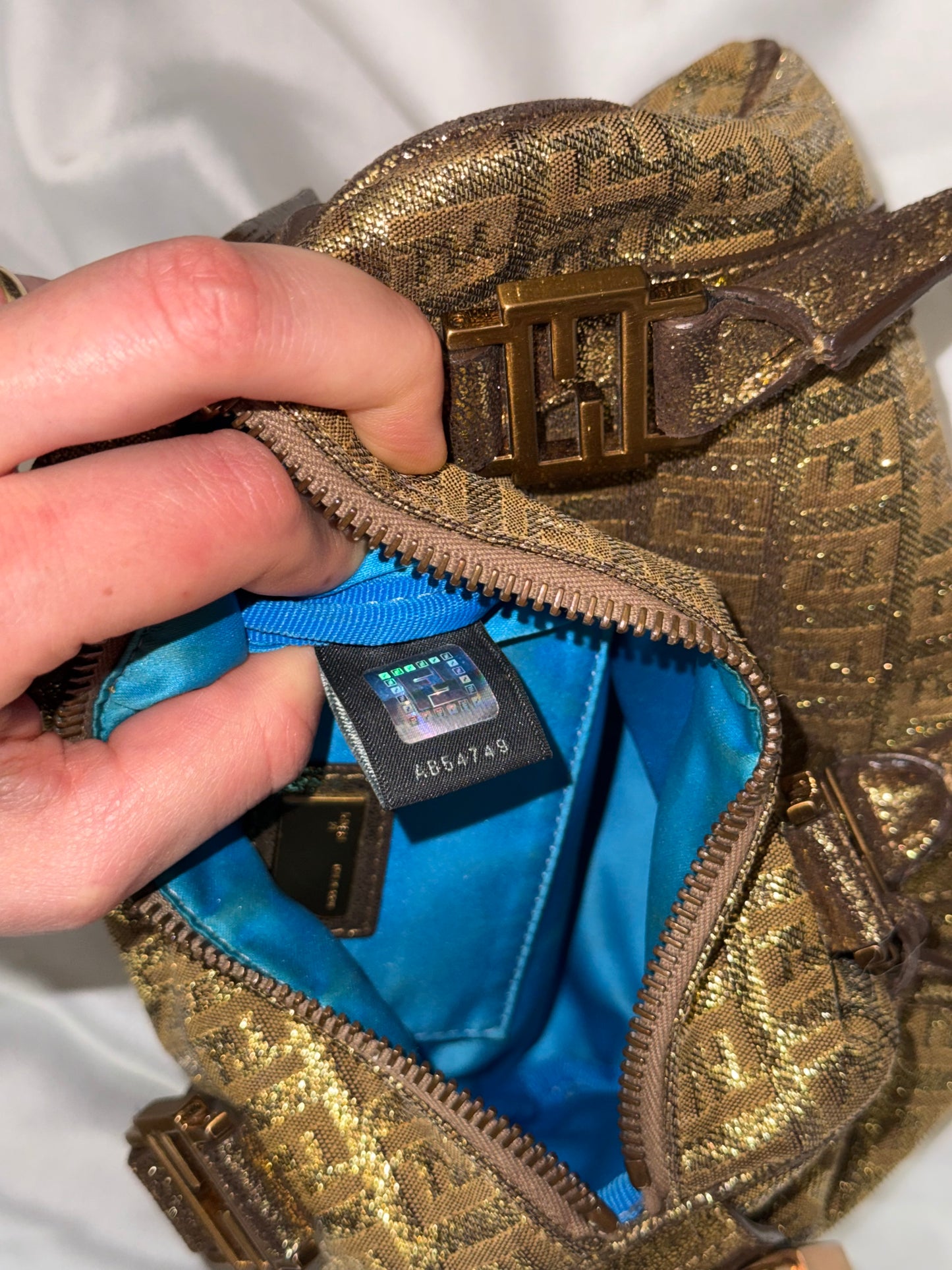 Fendi mini bauletto forever oro brillante
