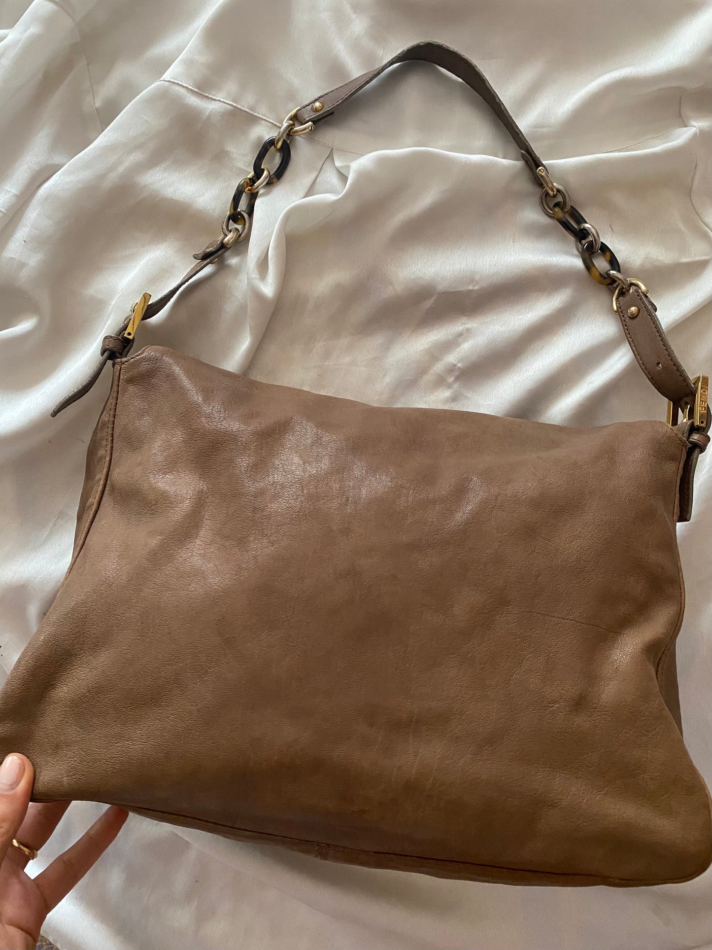 Fendi Mamma Baguette in Brown Marble Leather