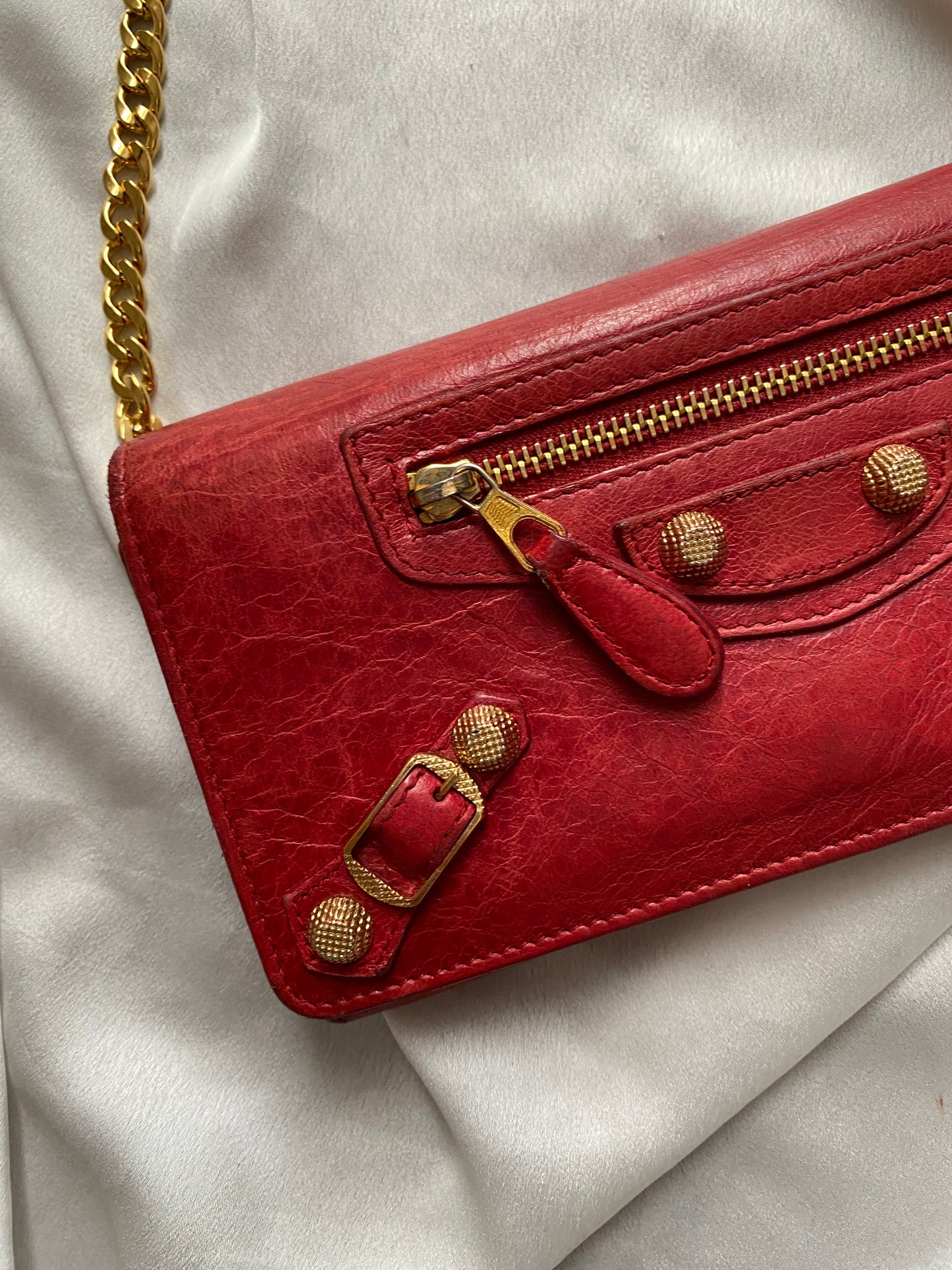 Balenciaga city clutch bag cherry red