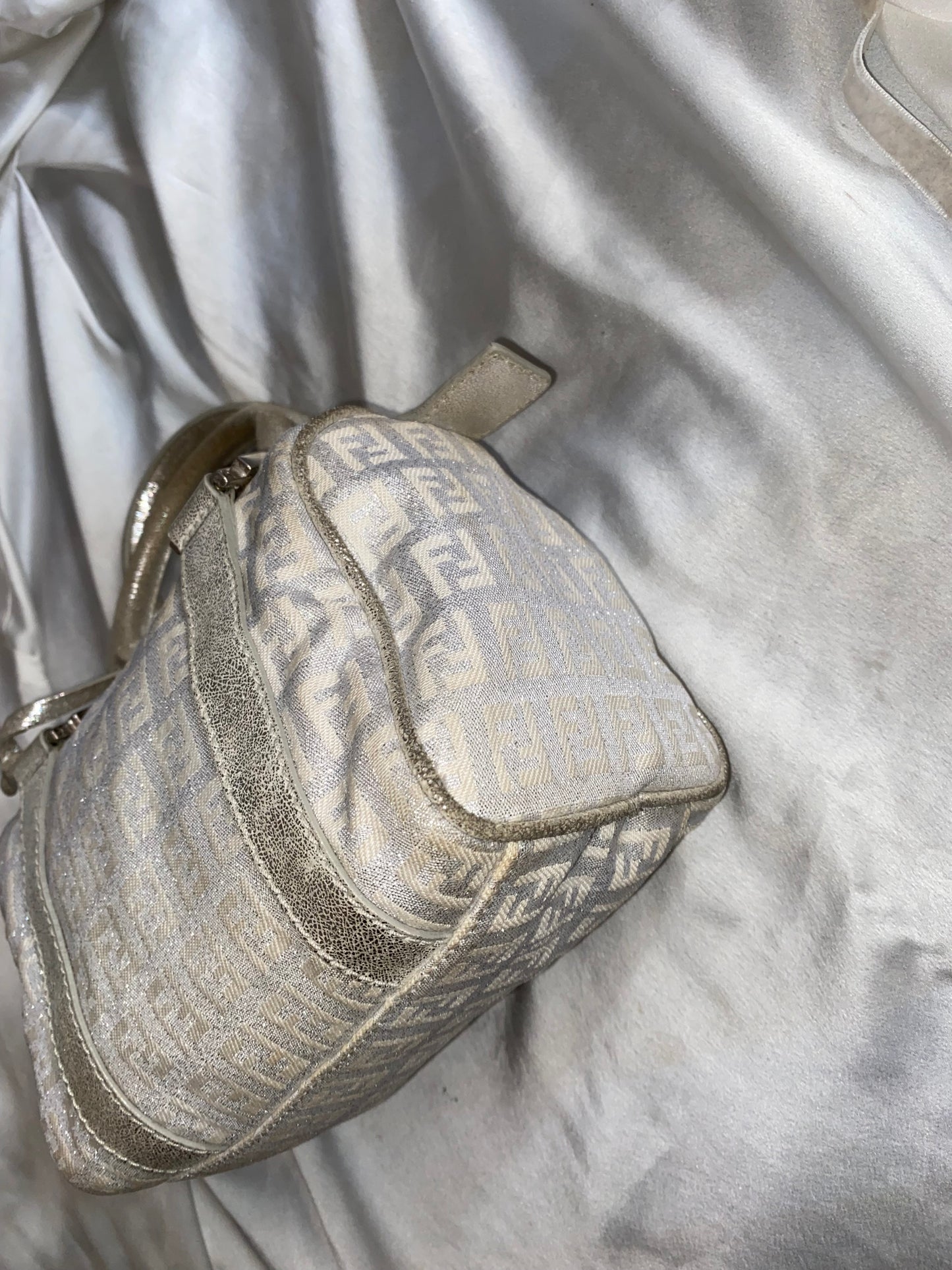 Fendi mini monogram zucchini bag in silver