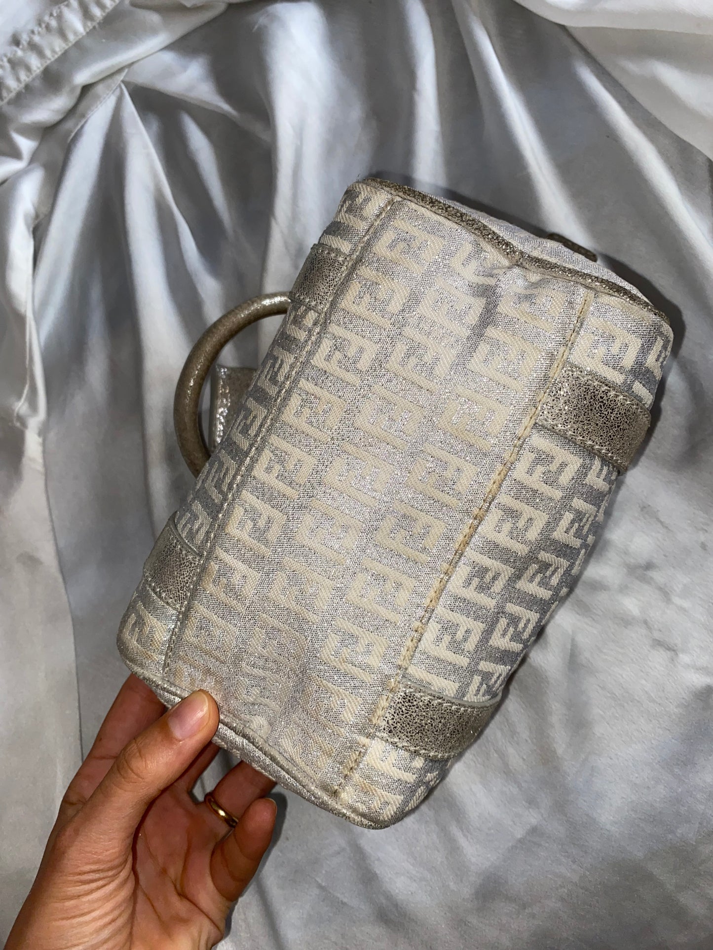 Fendi mini monogram zucchini bag in silver