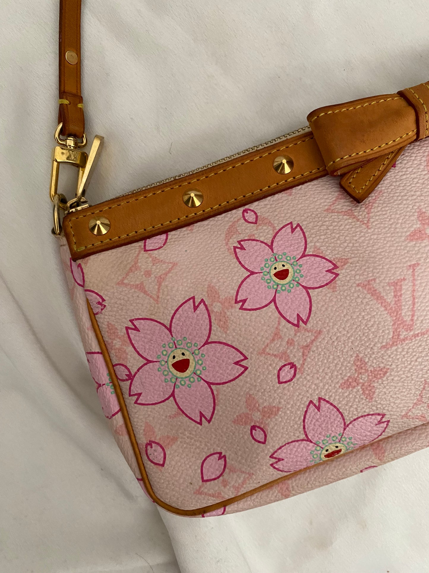 Louis Vuitton pink cherry blossom accessory clutch bag Takashi Murakami