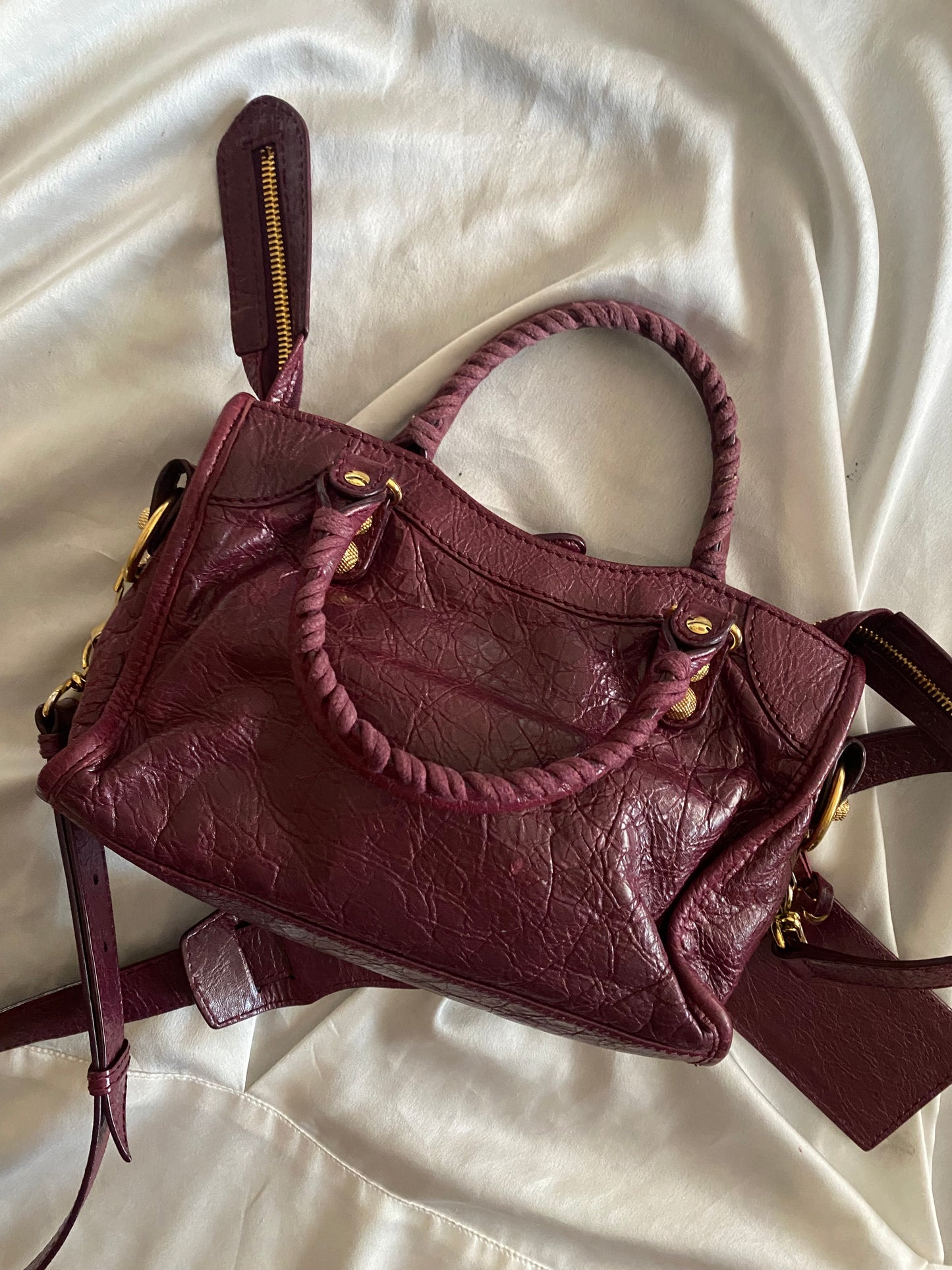 Balenciaga mini city violet prune f/w 2016