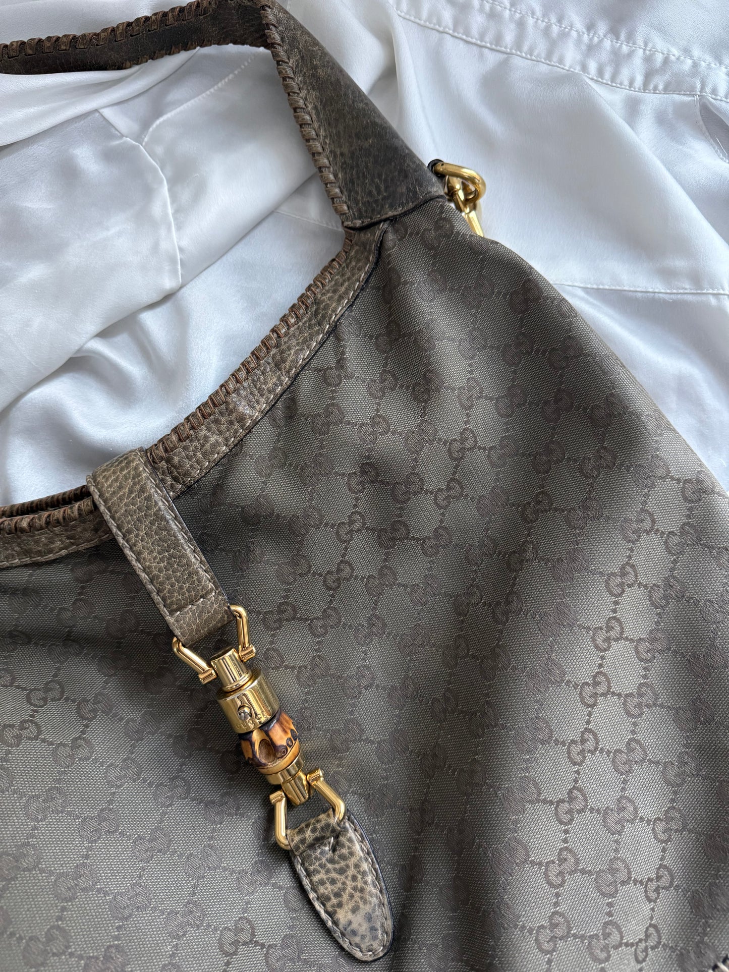 Gucci new Jackie hobo era Frida Giannini monogram khaki