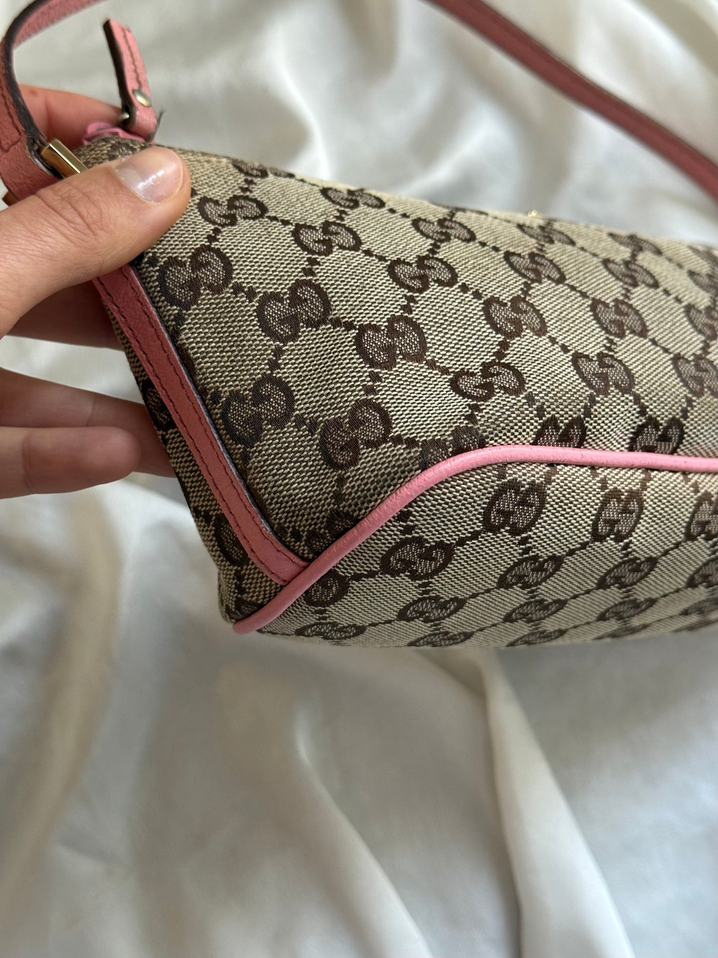 Gucci boat monogram marrone e rosa