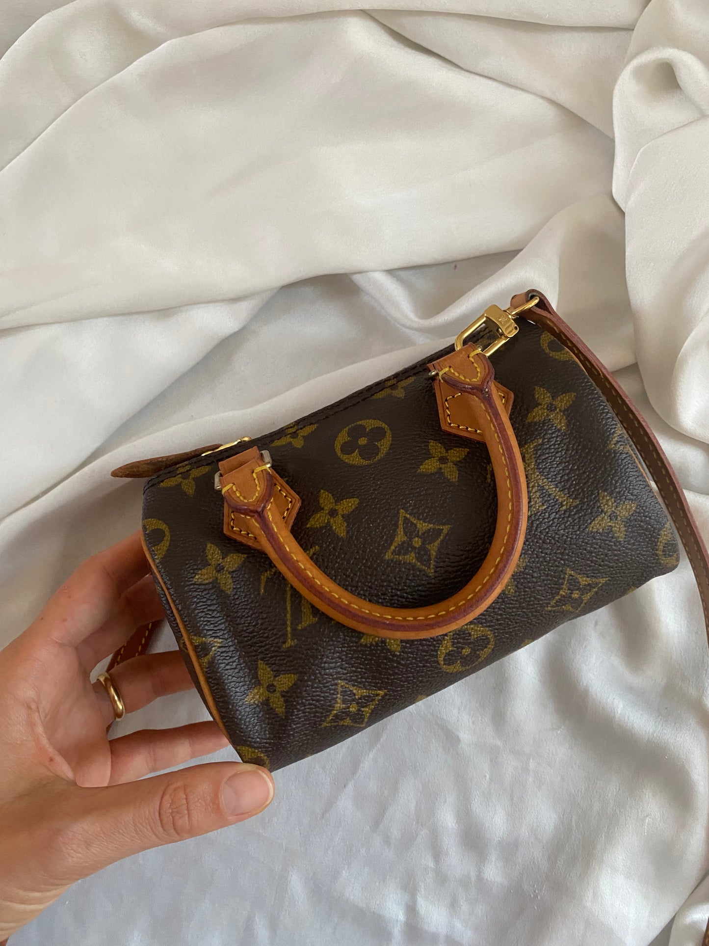 Louis Vuitton Nano Speedy monogram with shoulder strap