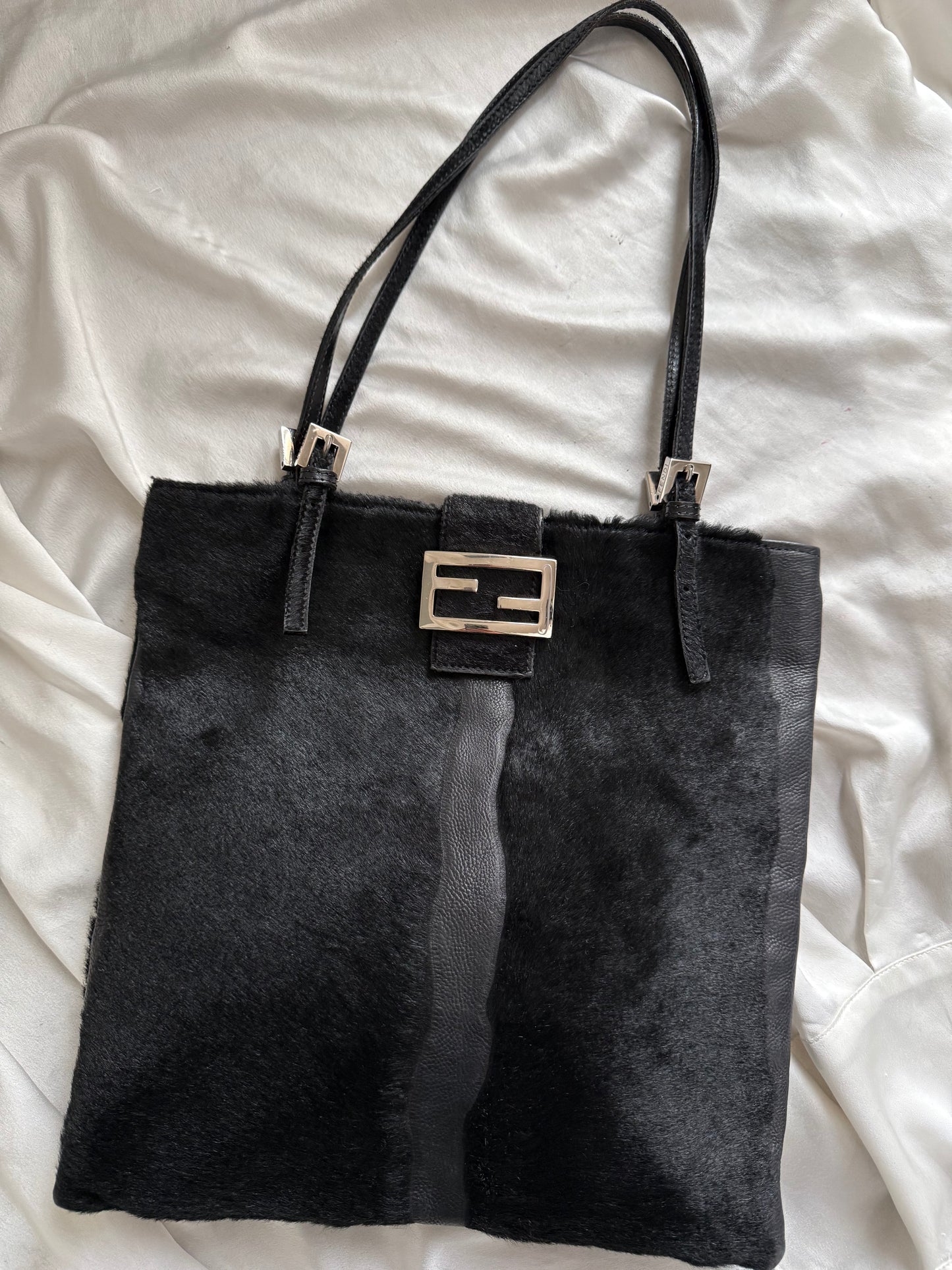 Fendi tote patchwork in vitello e cavallino