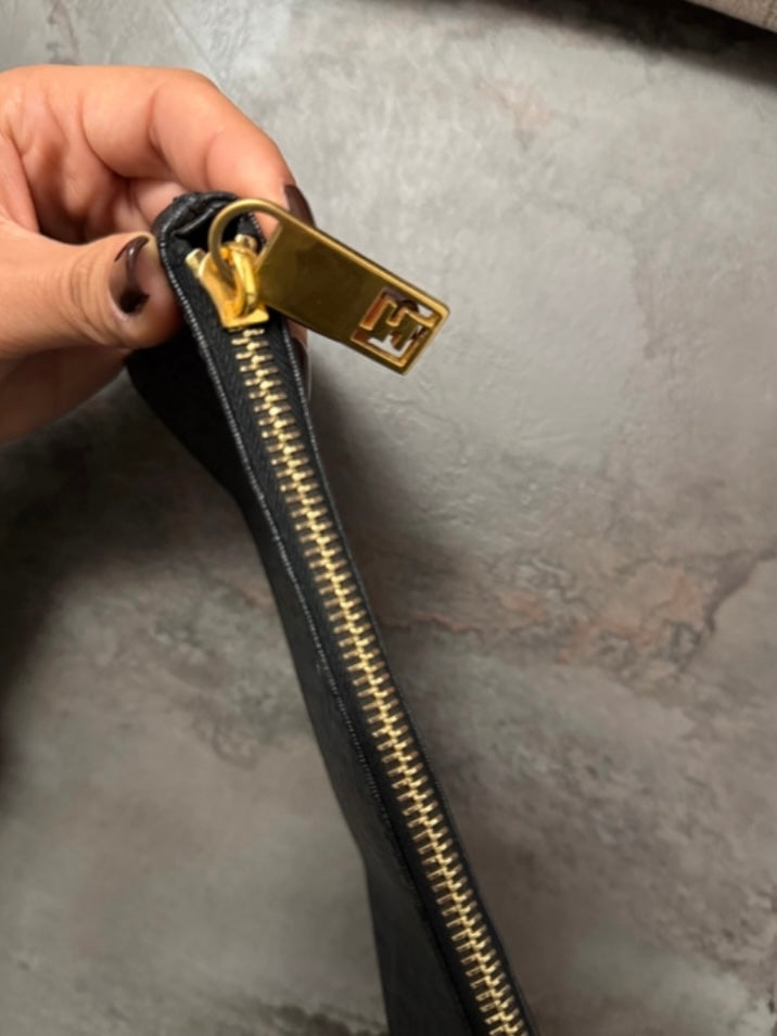 Fendi black zucchini clutch bag