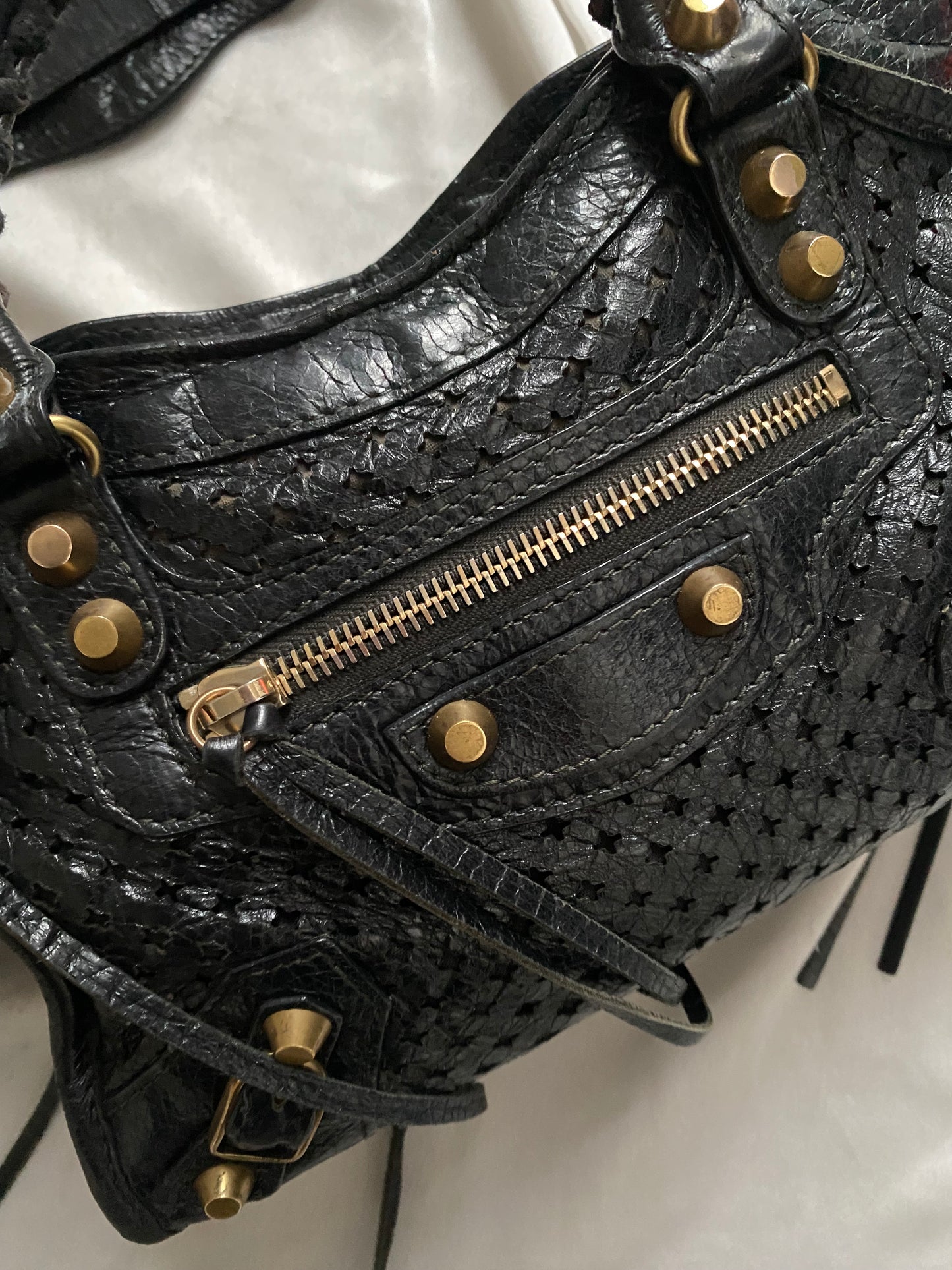 Balenciaga mini city stadium laser cut cross