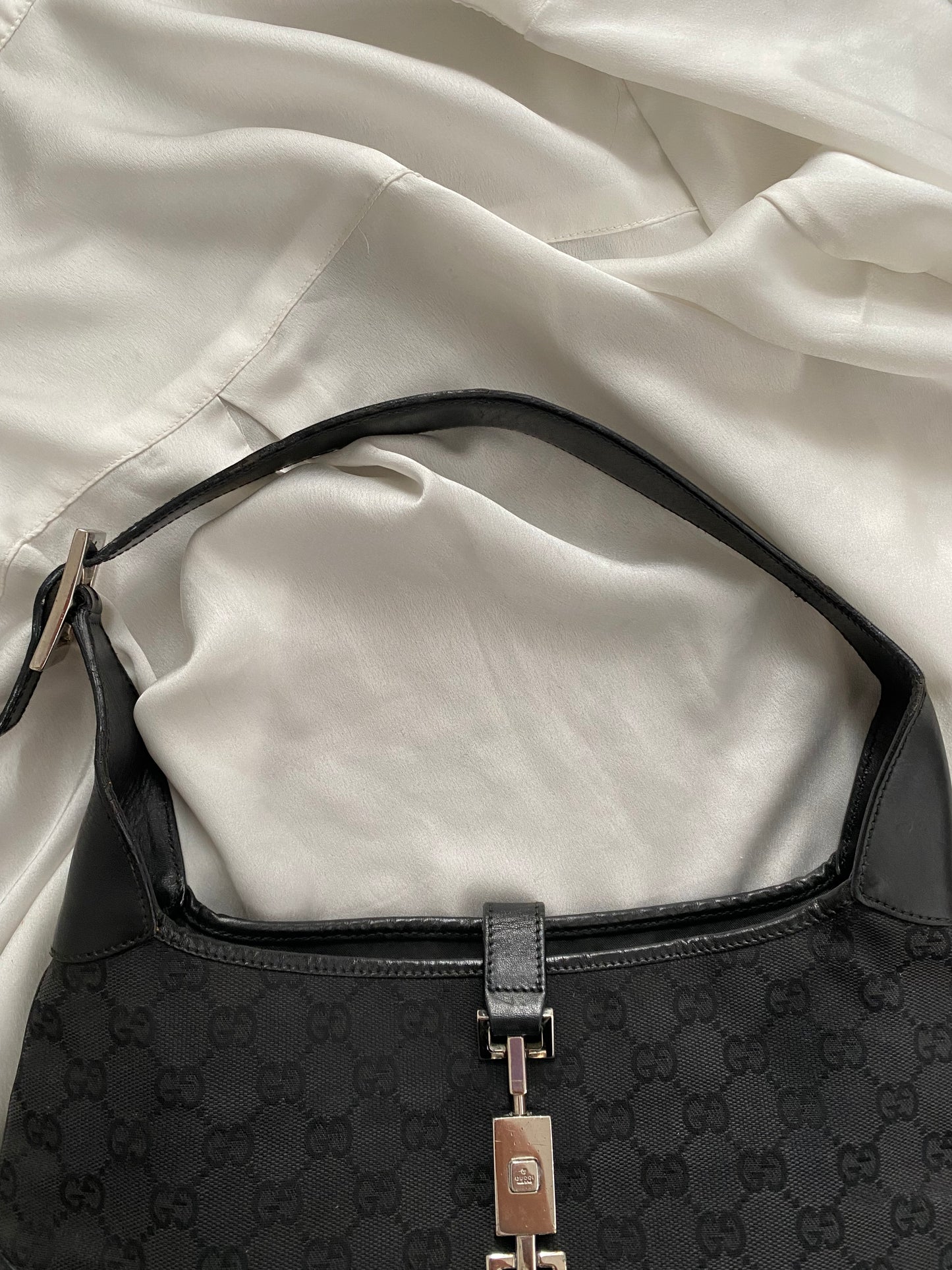 Gucci Jackie monogram black silver hardware era Tom Ford