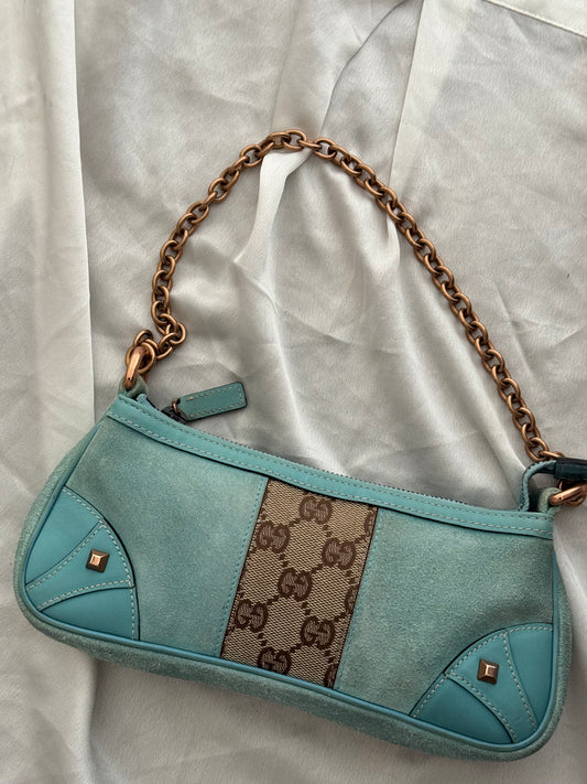 Gucci nailhead pochette azzurro