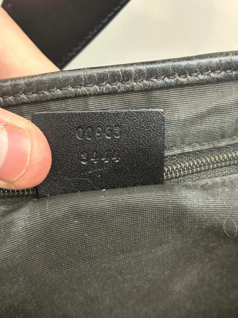 Gucci Jackie black denim brown monogram