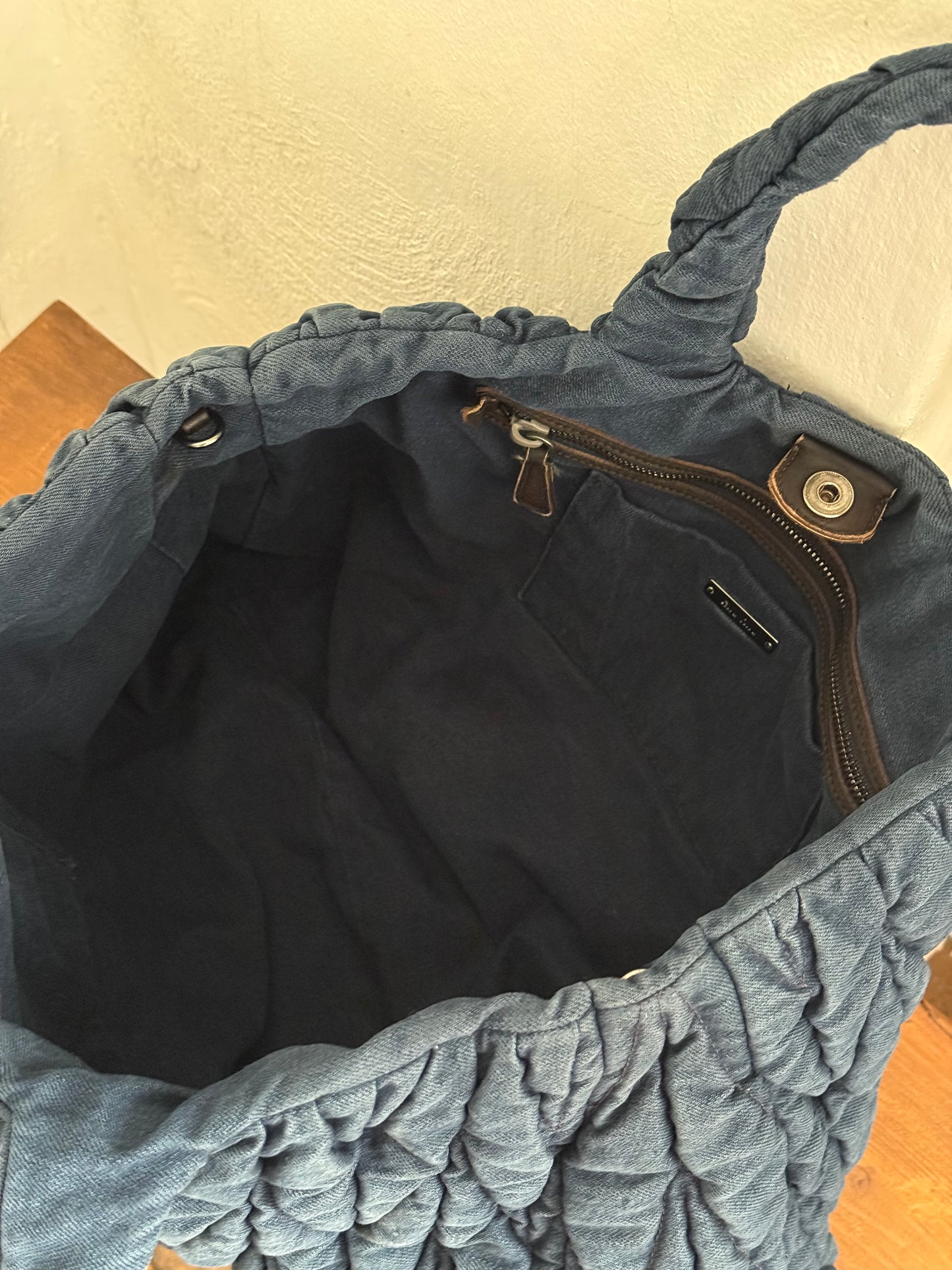Miu Miu denim shopping tote