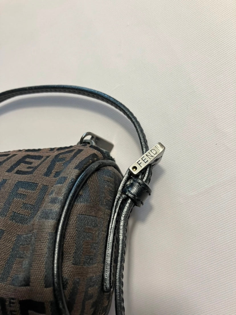 Fendi round mini clutch zucchini brown