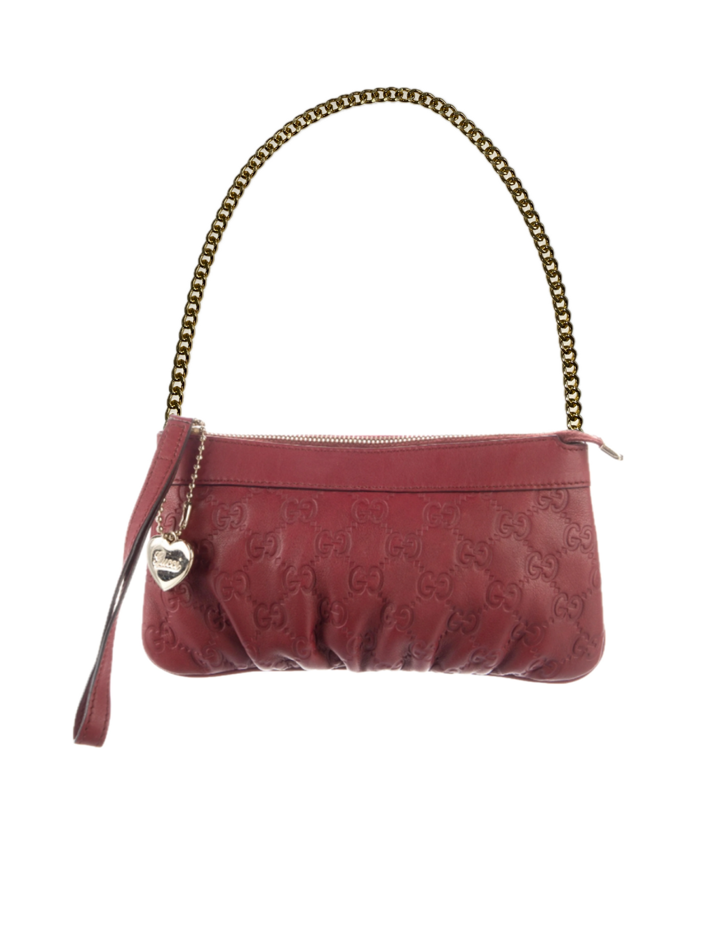 Gucci Monogram burgundy leather clutch bag