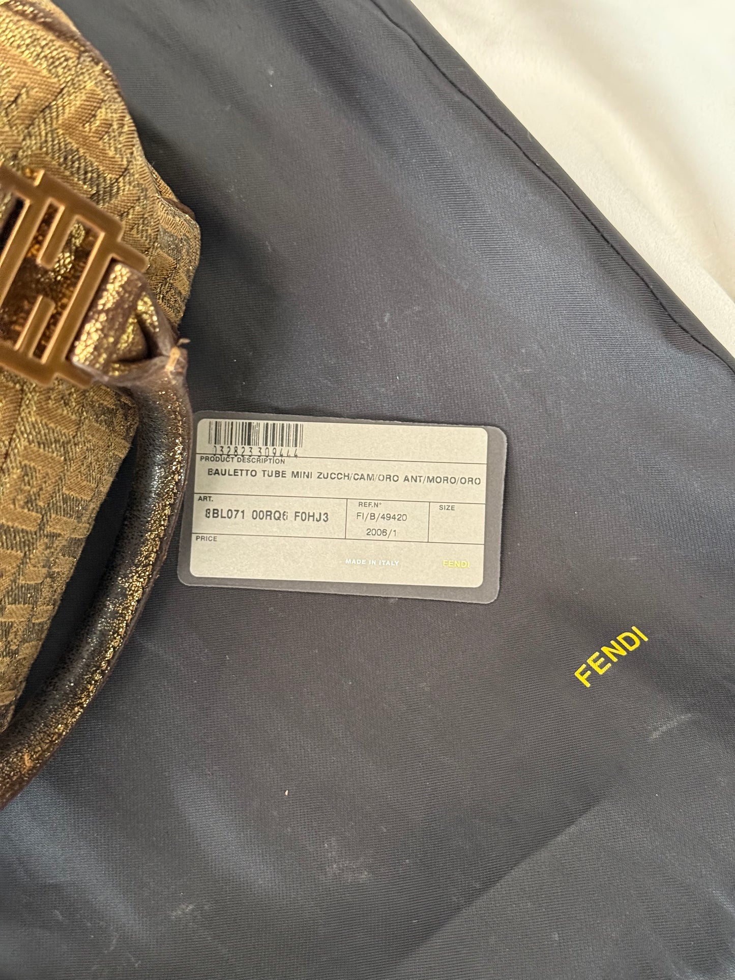 Fendi mini bauletto forever oro brillante