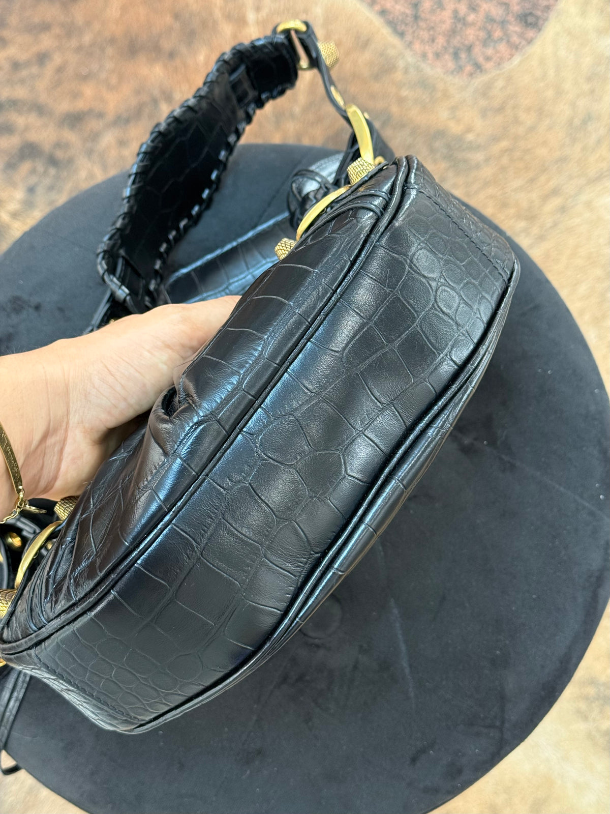 Balenciaga cagole XS nera hw oro cocco