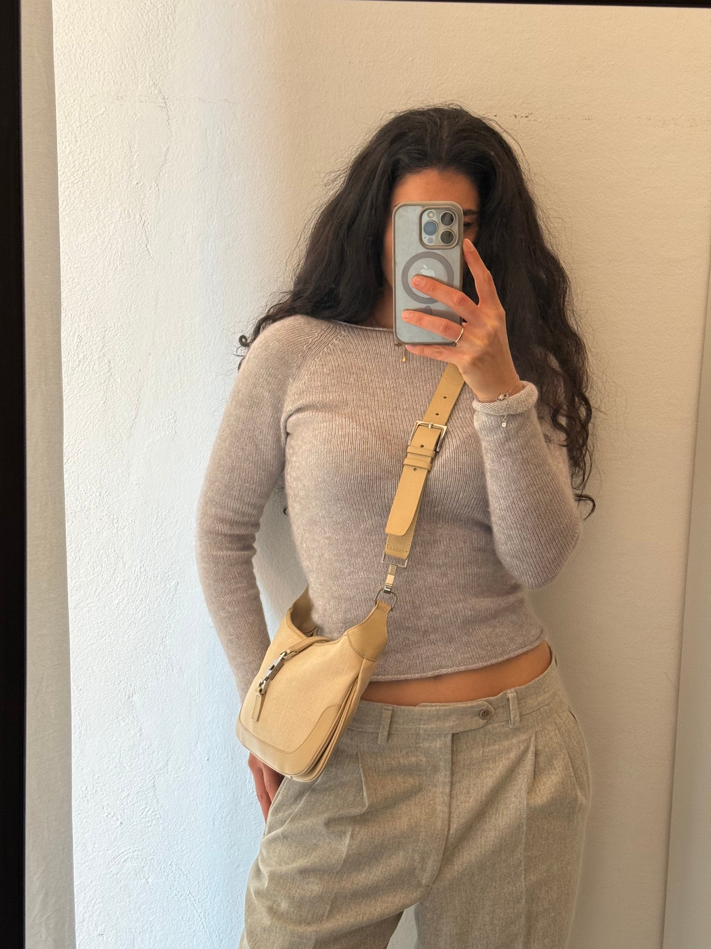 Gucci Jackie small era Tom ford vitello beige e lino