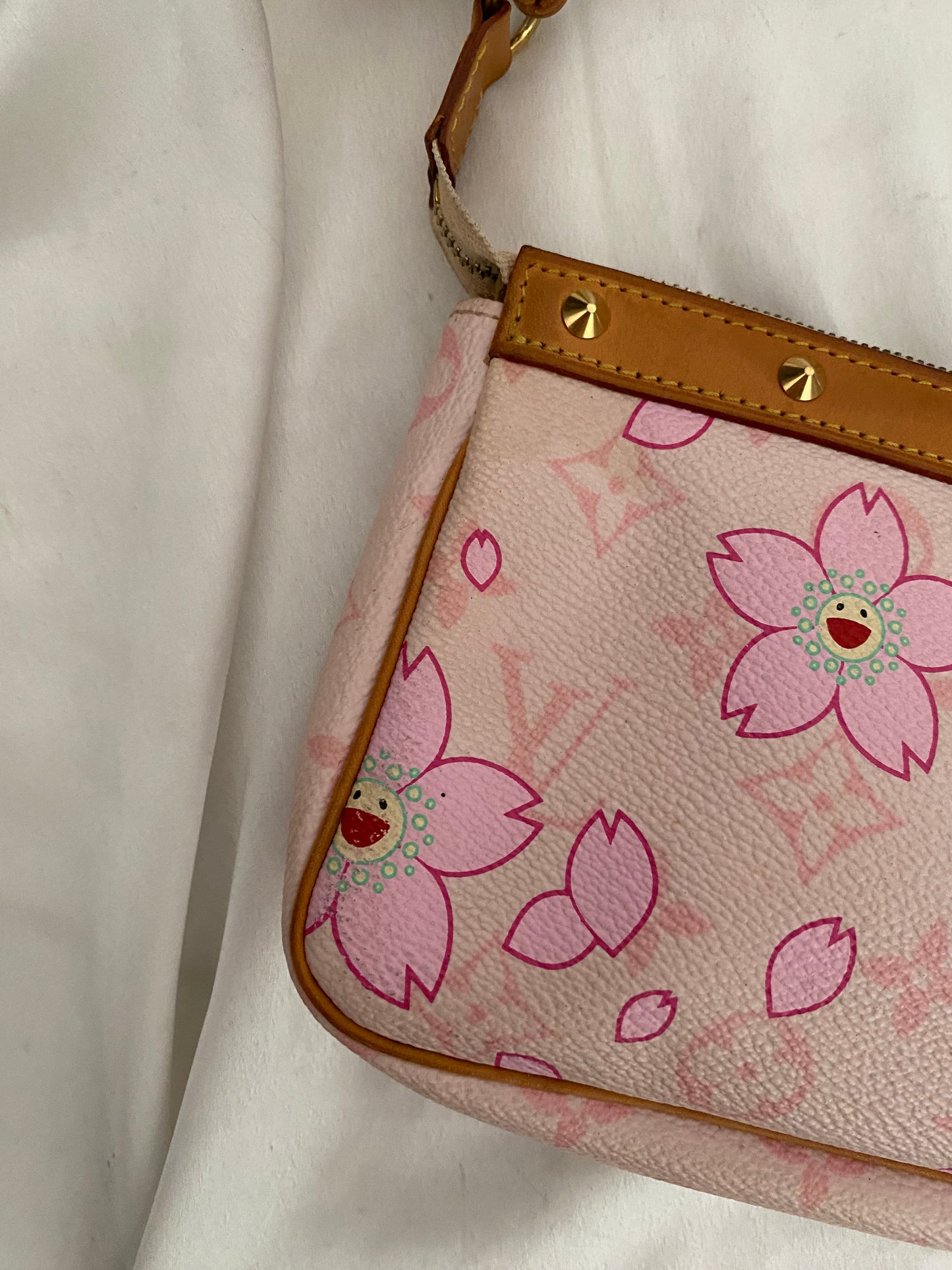 Louis Vuitton pink cherry blossom accessory clutch bag Takashi Murakami