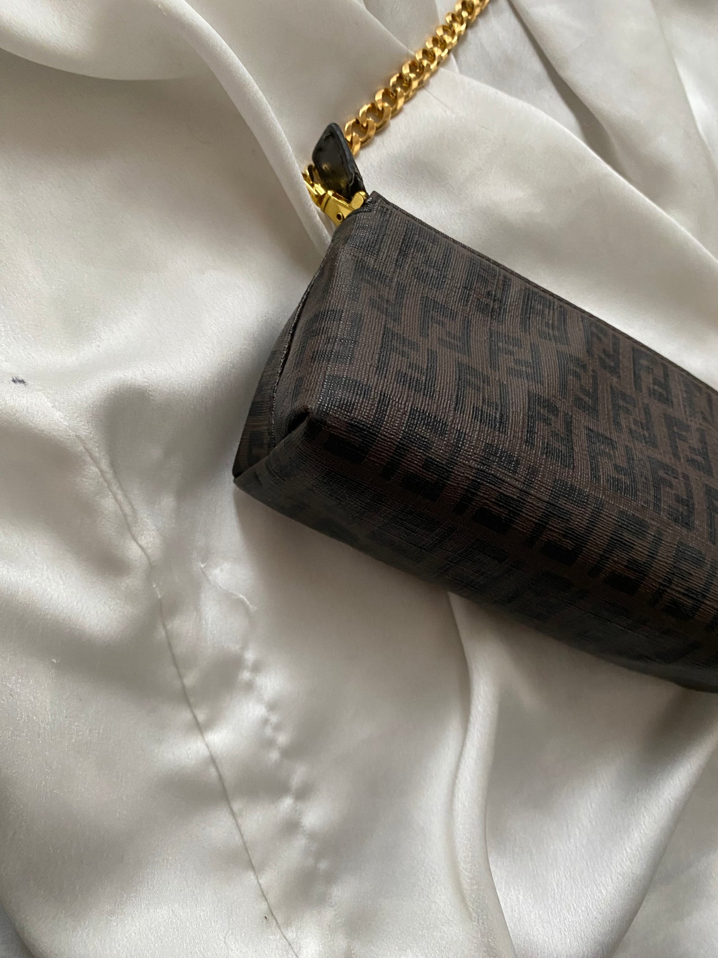 Fendi mini clutch bag zucchini monogram brown