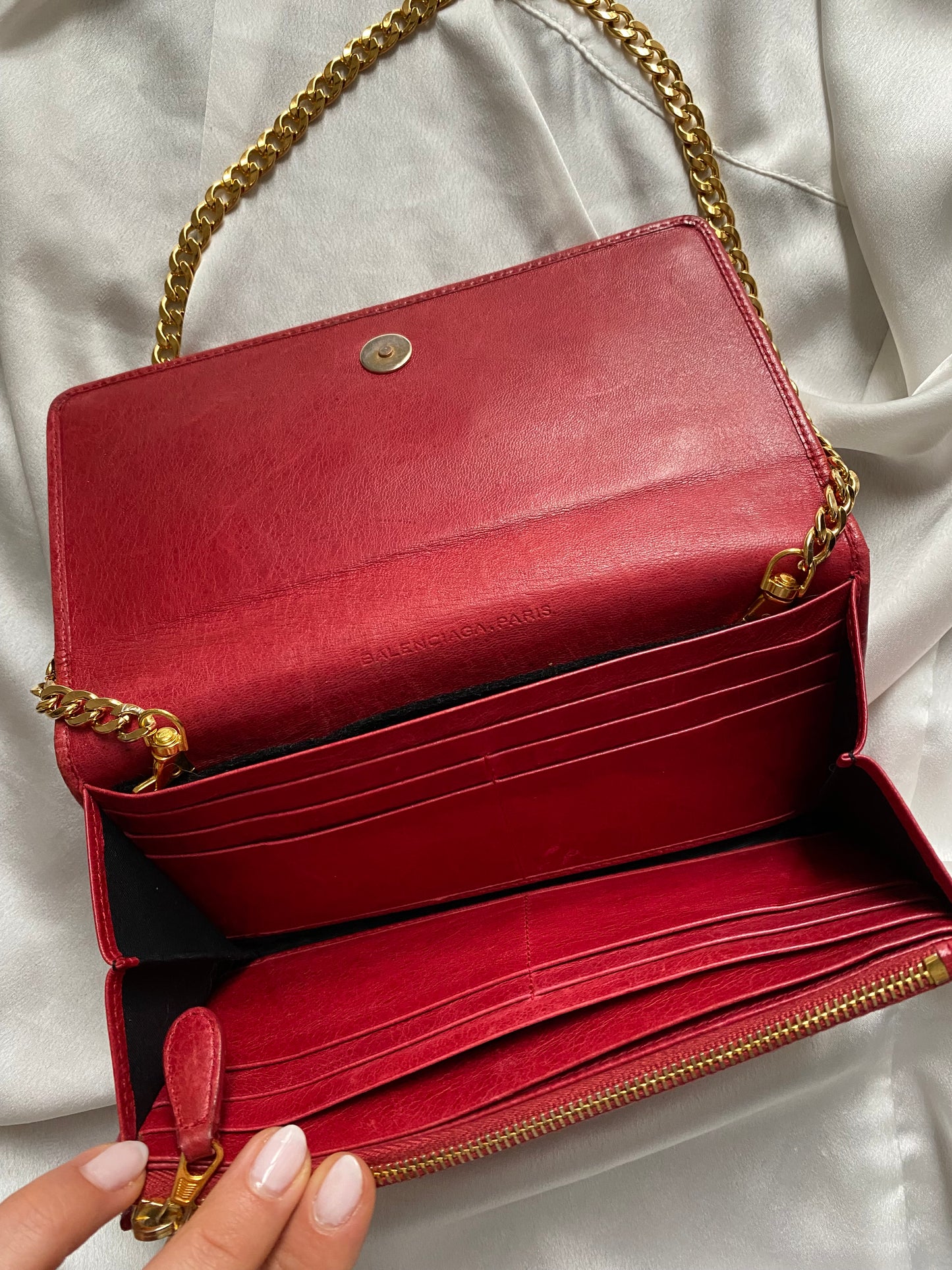 Balenciaga city clutch bag cherry red