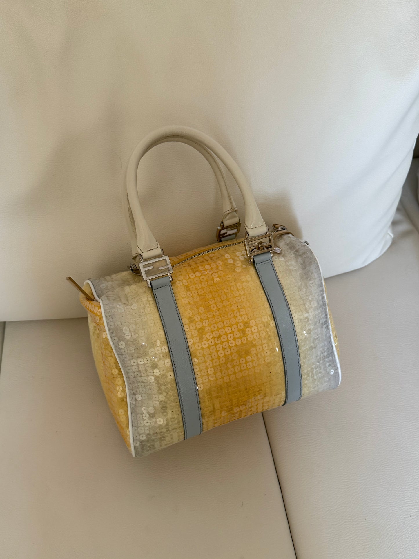 Bauletto Fendi small monogram zucchino paillette giallo