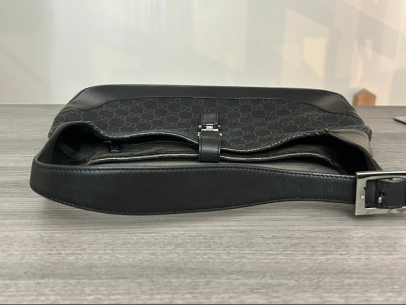 Gucci Jackie black denim brown monogram