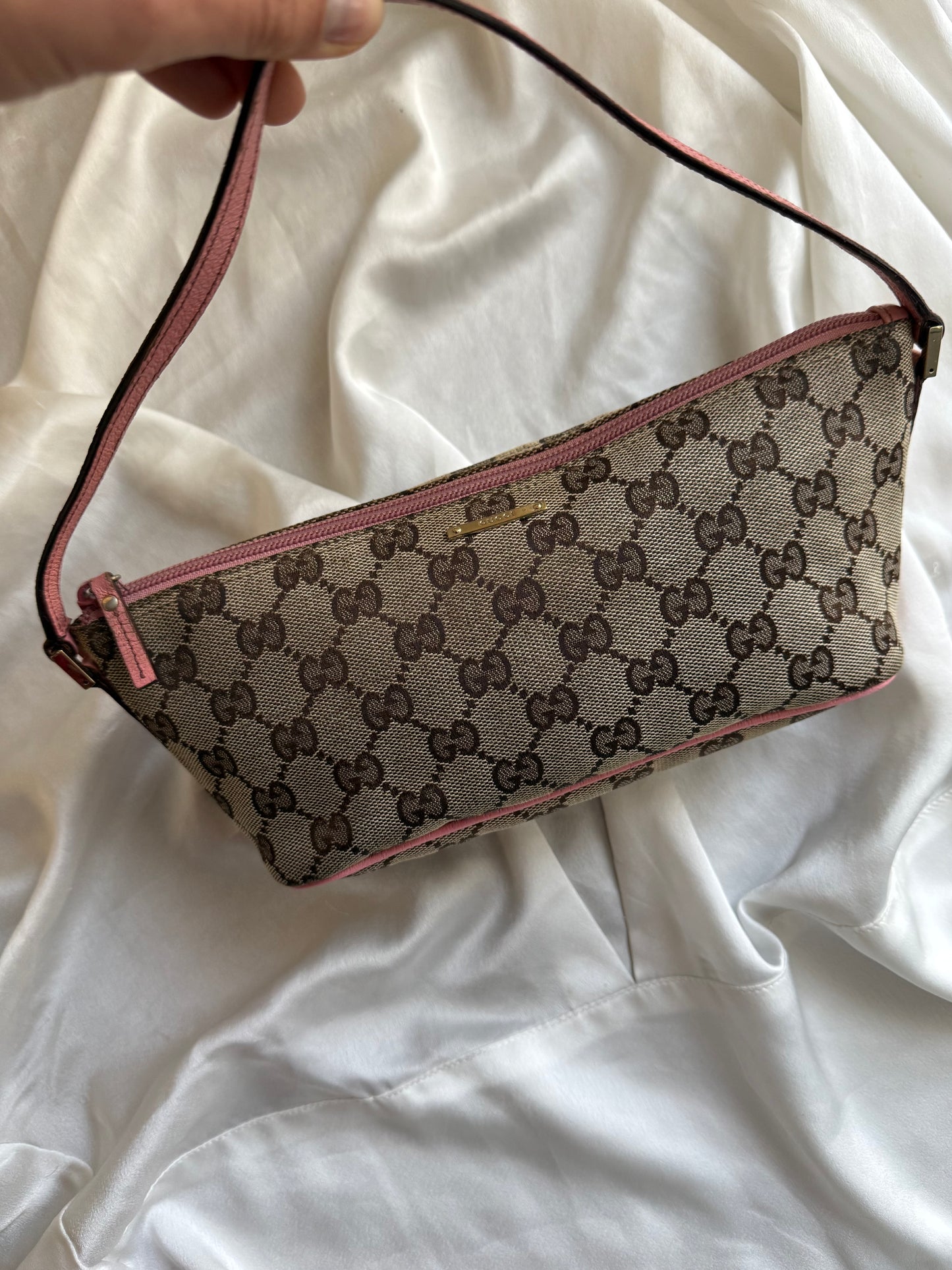 Gucci boat monogram marrone e rosa
