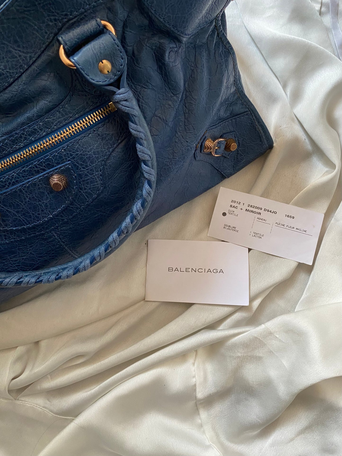 Balenciaga city bleu cobalt s/s 2012 giant hw rose gold