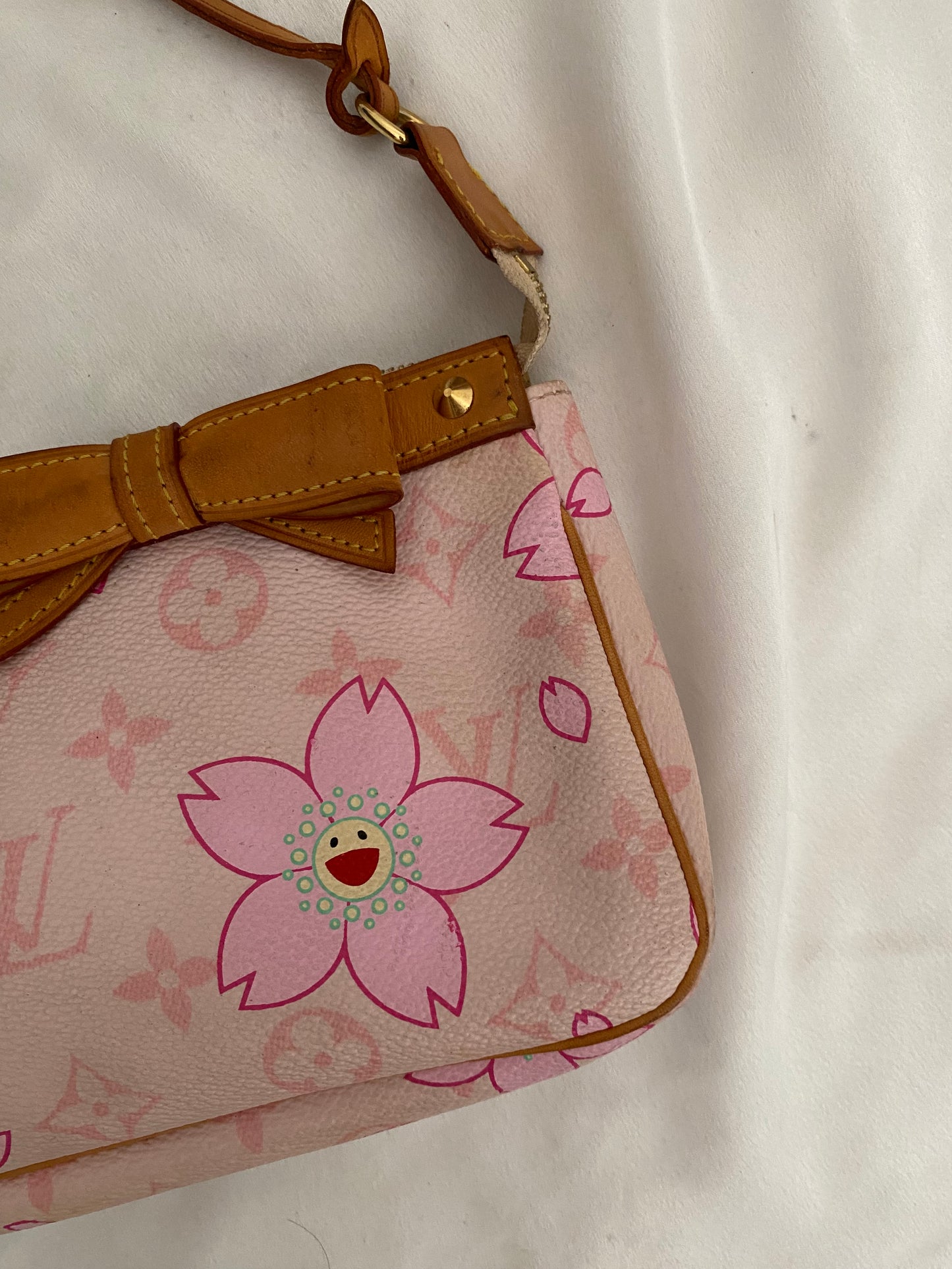 Louis Vuitton pink cherry blossom accessory clutch bag Takashi Murakami