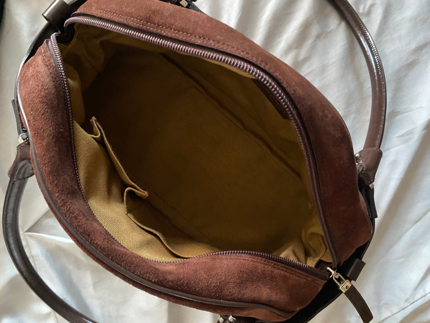 Salvatore Ferragamo chocolate suede bag