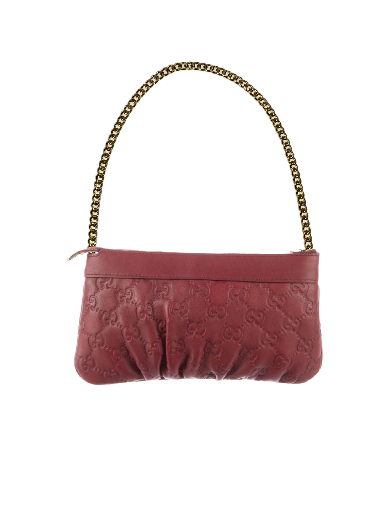 Gucci Monogram burgundy leather clutch bag