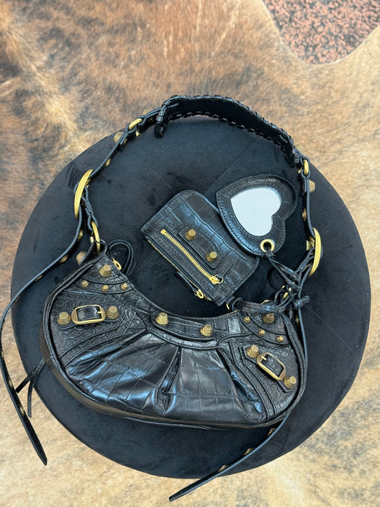 Balenciaga cagole XS nera hw oro cocco