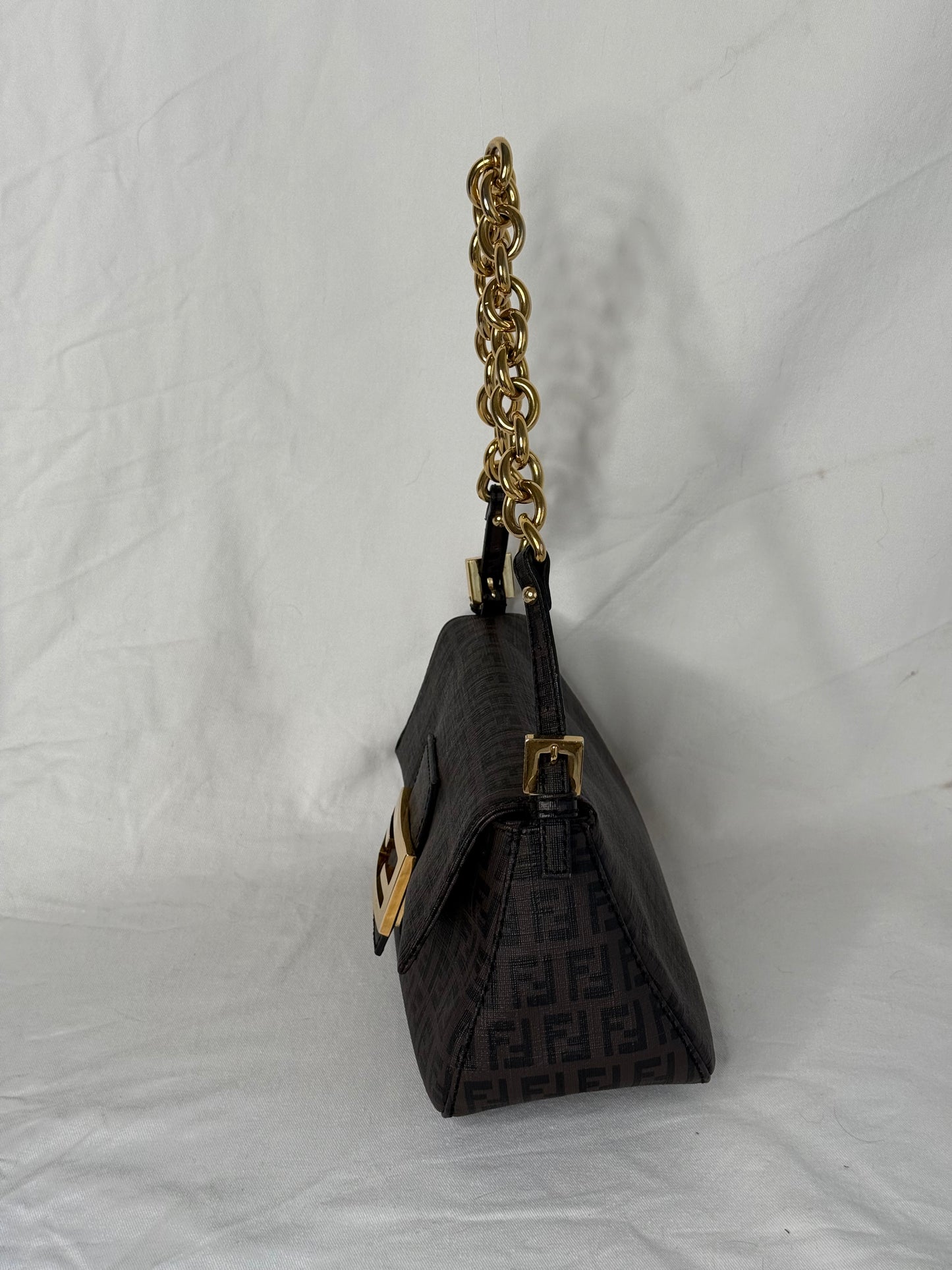 Fendi mini mamma baguette spalmati brown