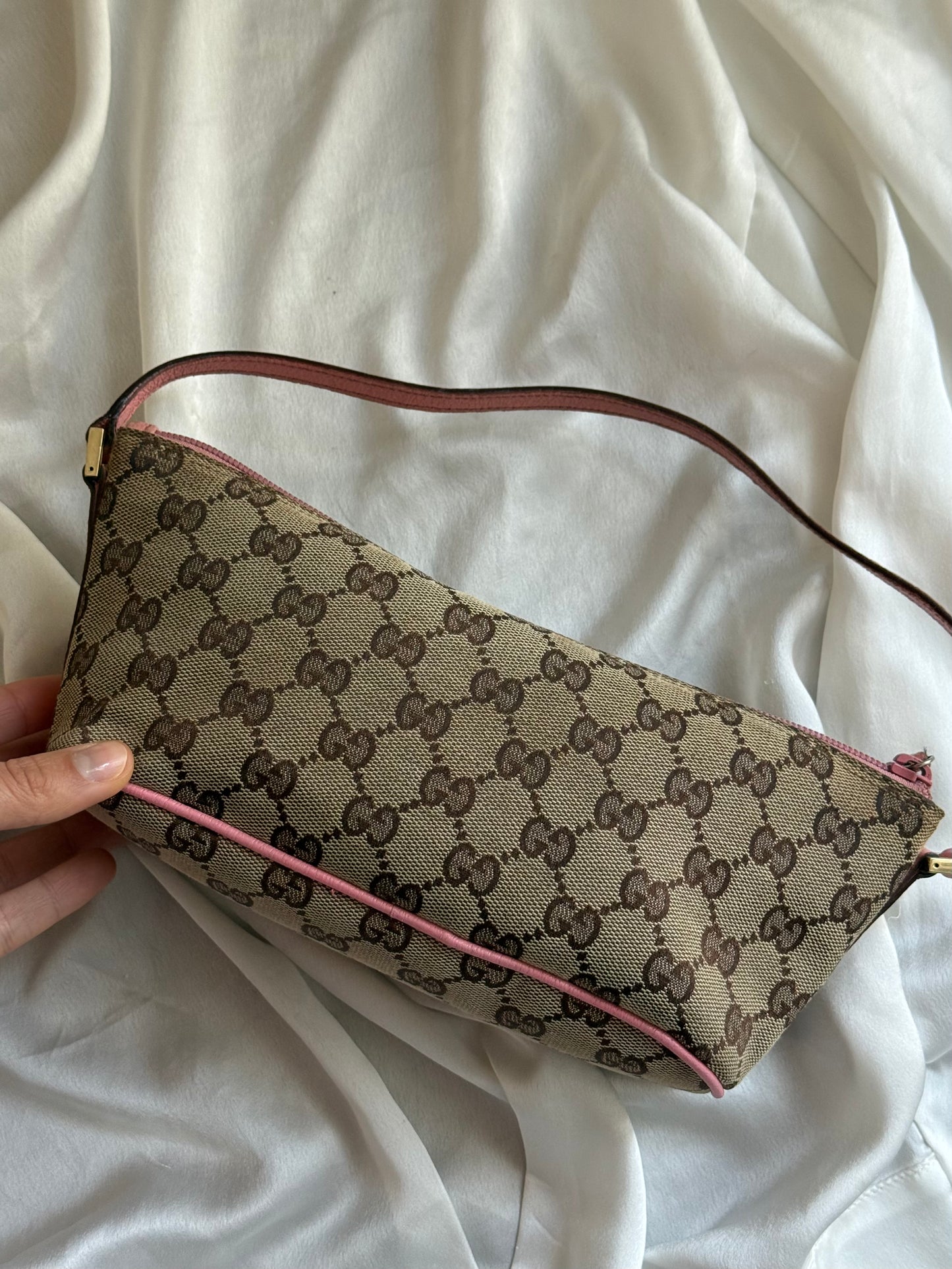 Gucci boat monogram marrone e rosa