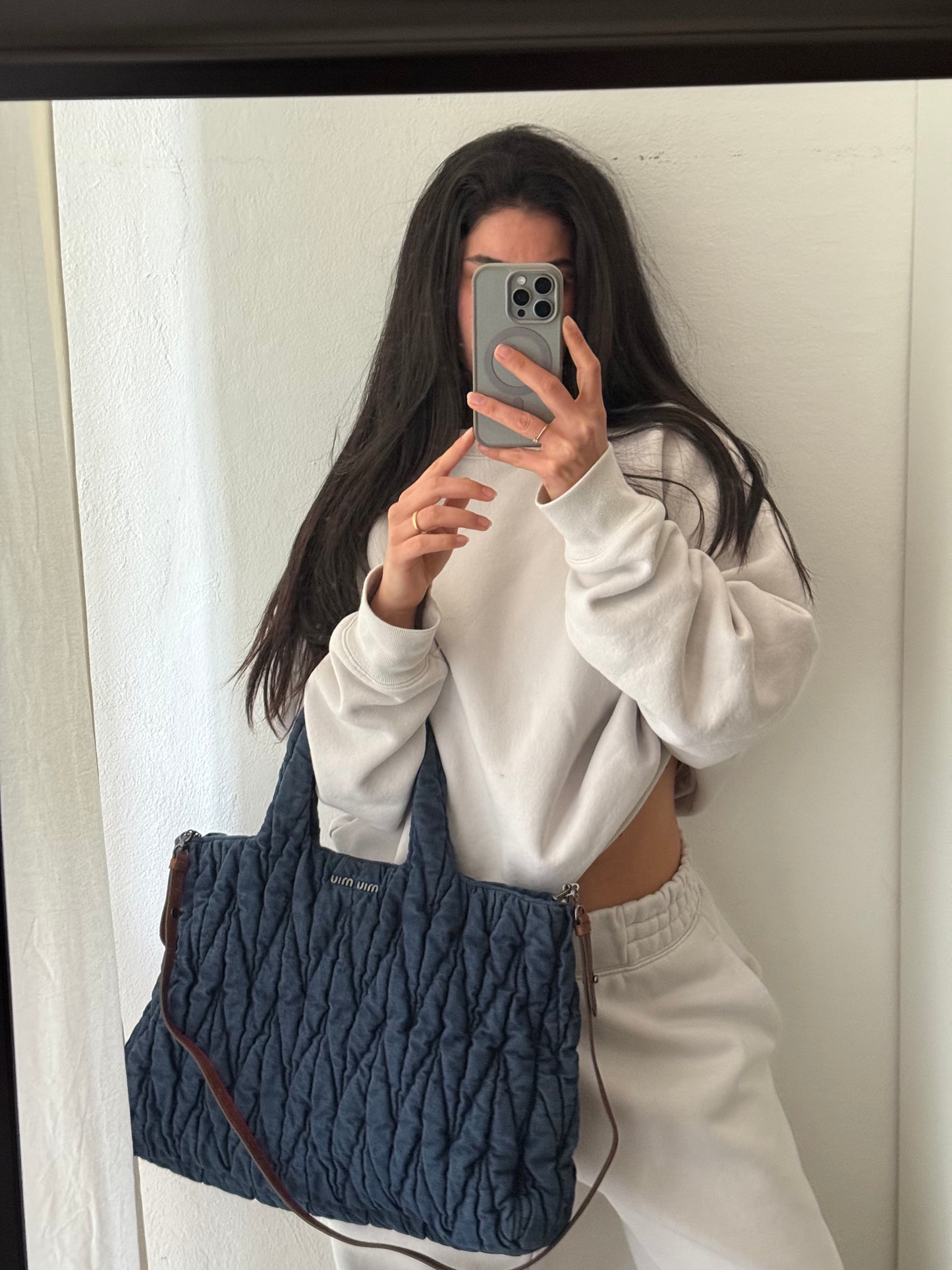 Miu Miu denim shopping tote