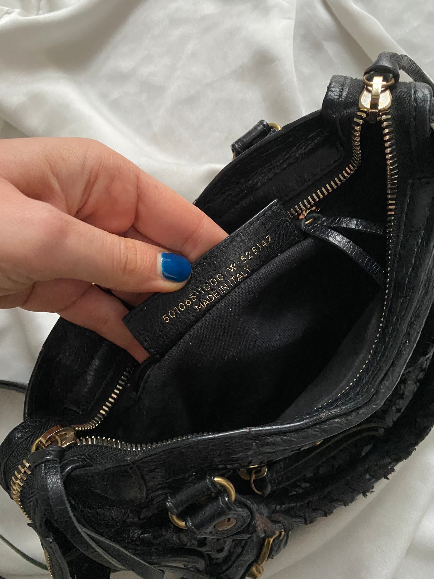 Balenciaga mini city stadium laser cut cross