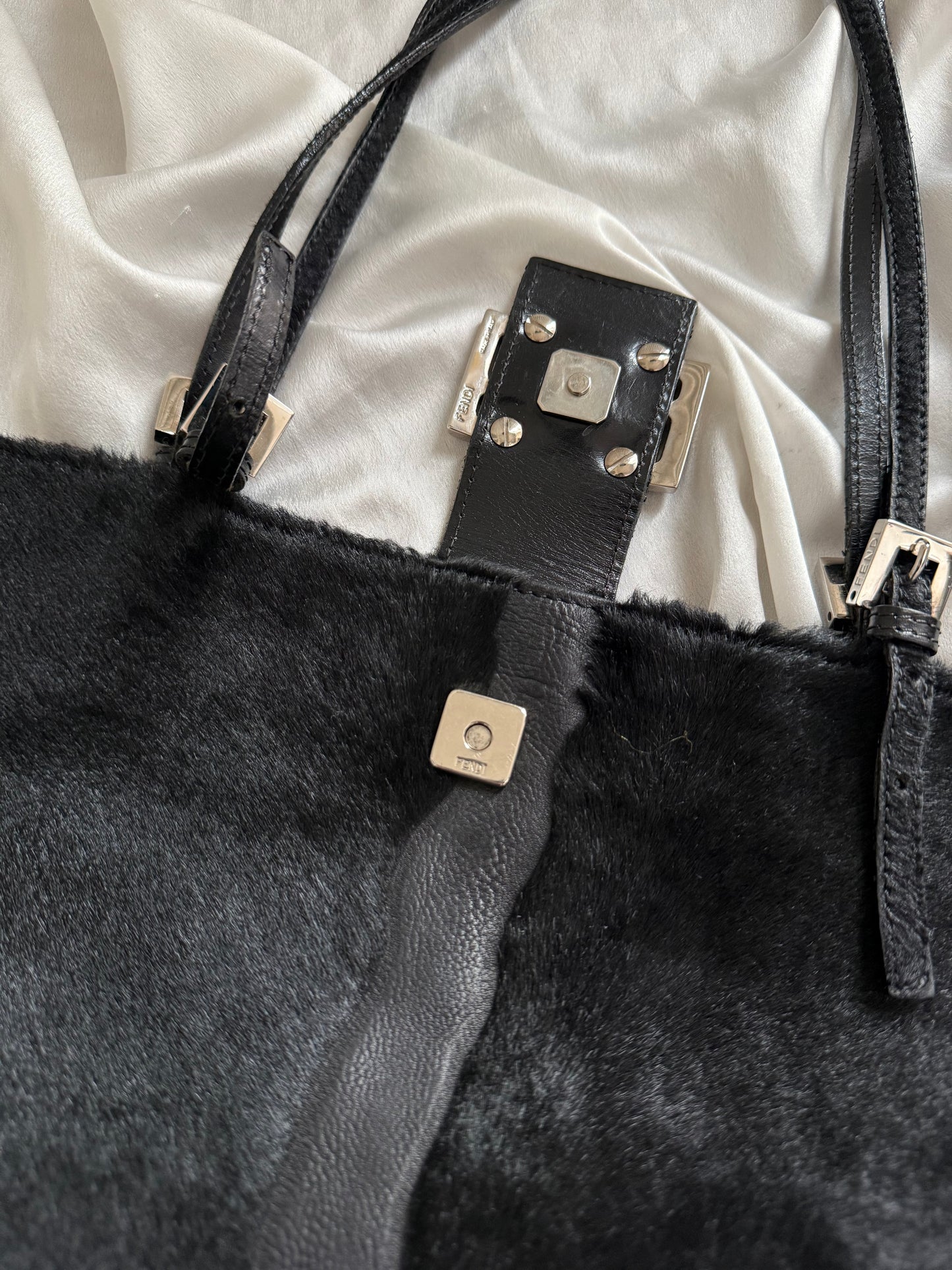 Fendi tote patchwork in vitello e cavallino