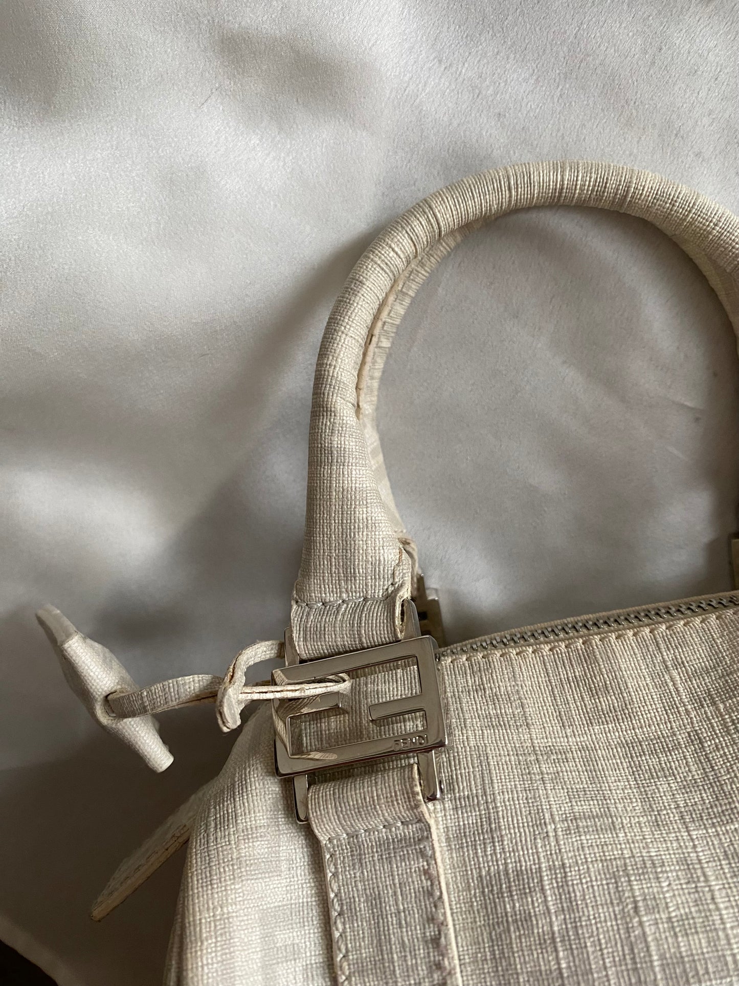 Fendi mini monogram zucchini bag in white and grey