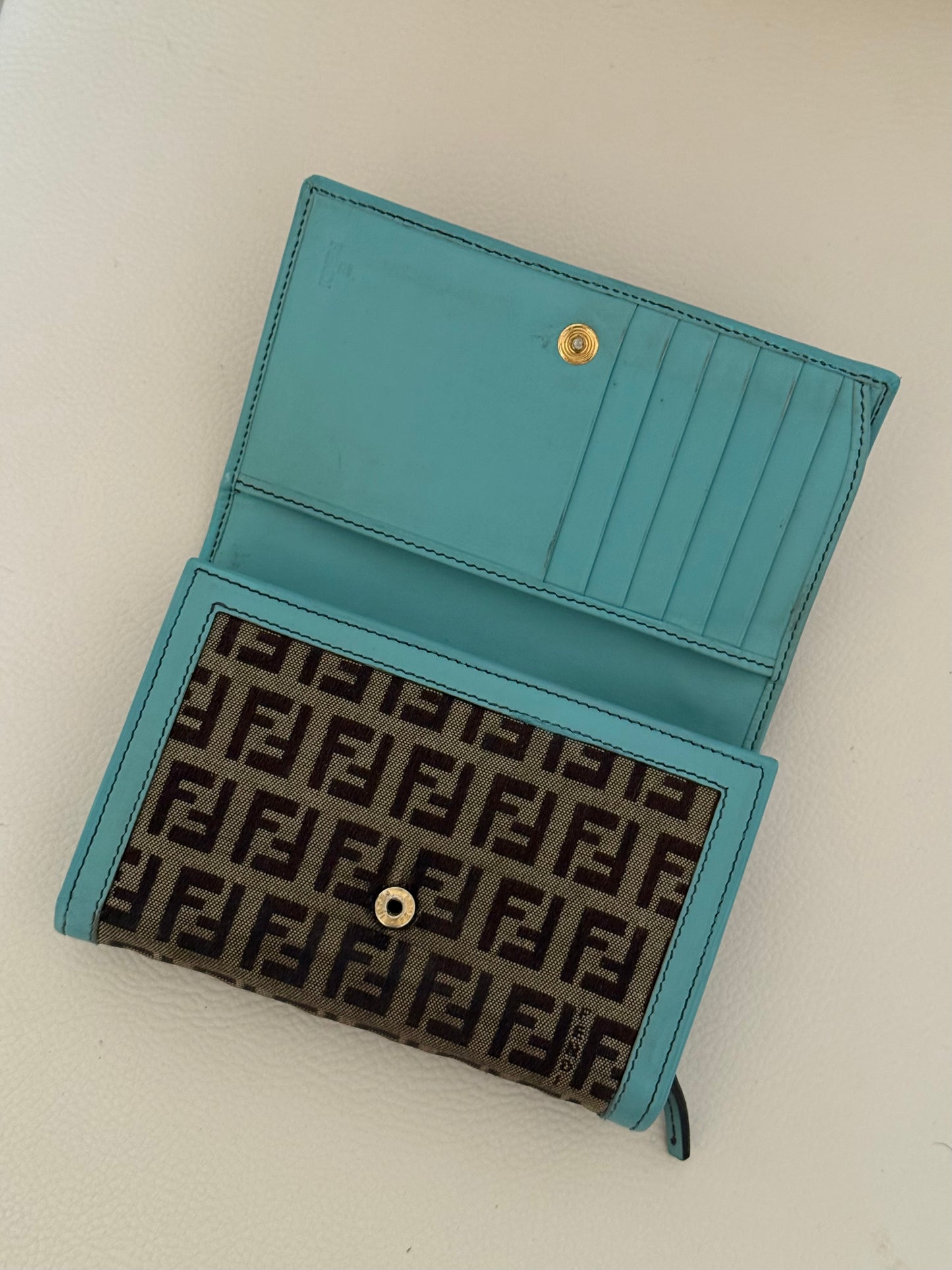 Fendi portafoglio zucchino turchese medio