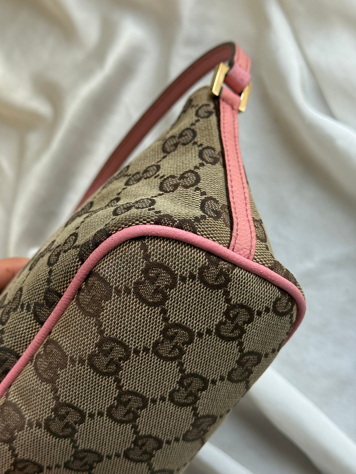 Gucci boat monogram marrone e rosa