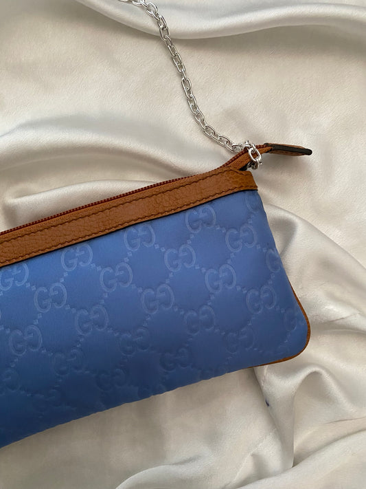 Gucci Blue monogram nylon clutch bag